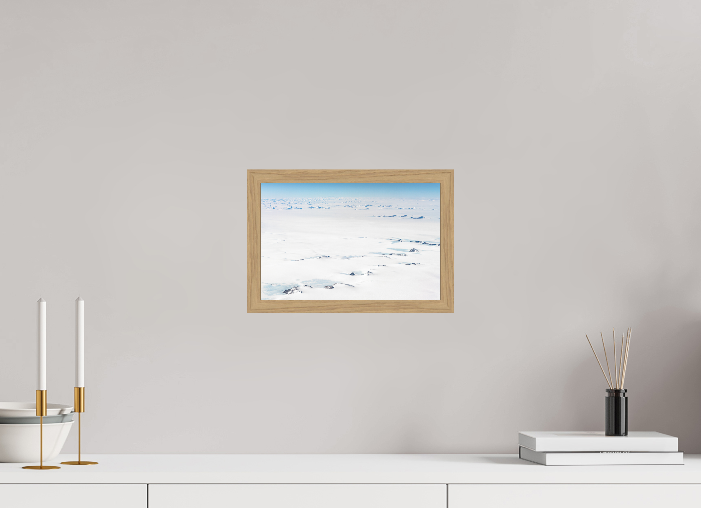 30 x 20 cm, Impression Fine Art encadrée en chêne naturel - mat Le Continent Glacé