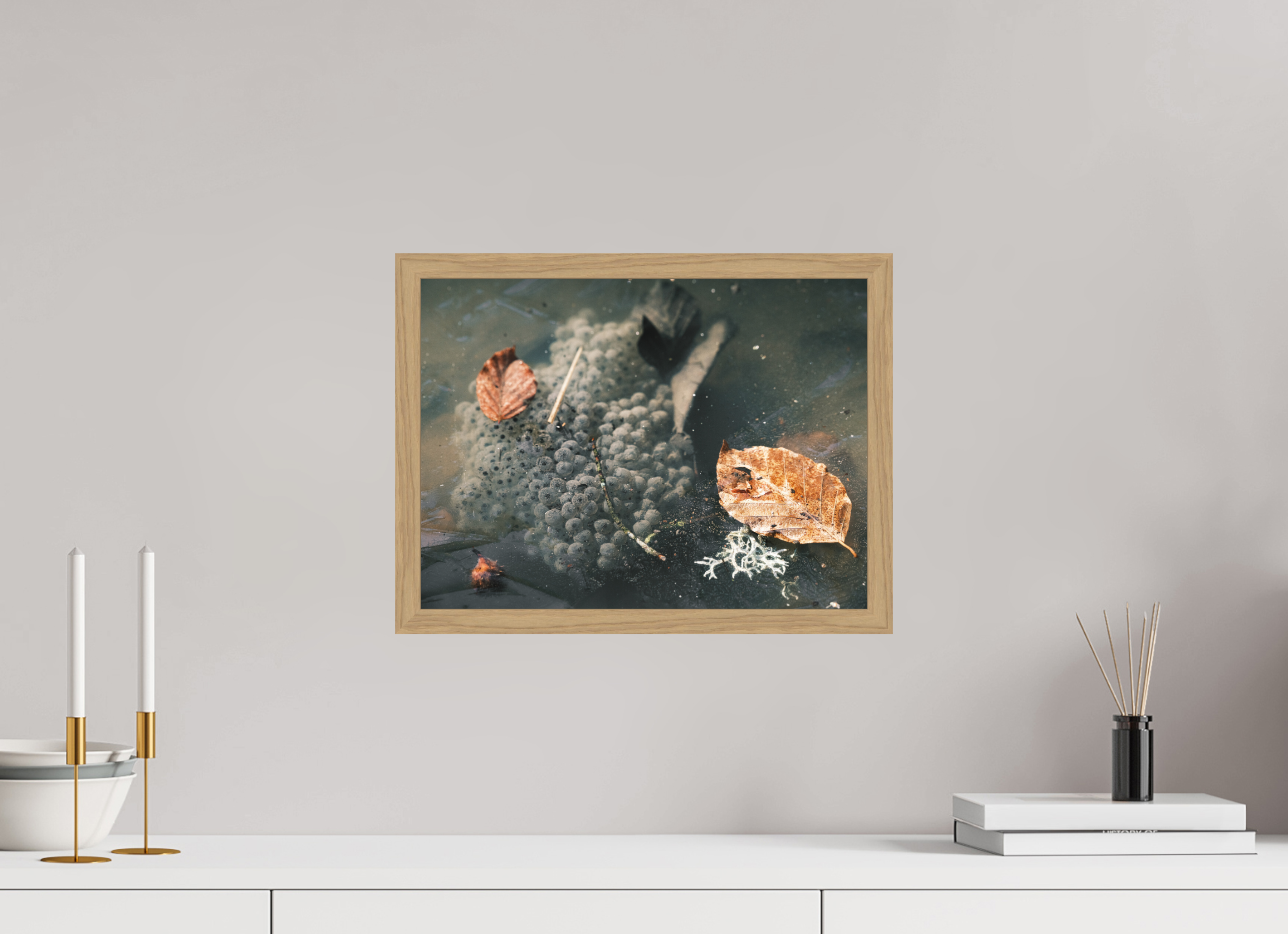 40 x 30 cm, Impression Fine Art encadrée en chêne naturel - mat Oeufs