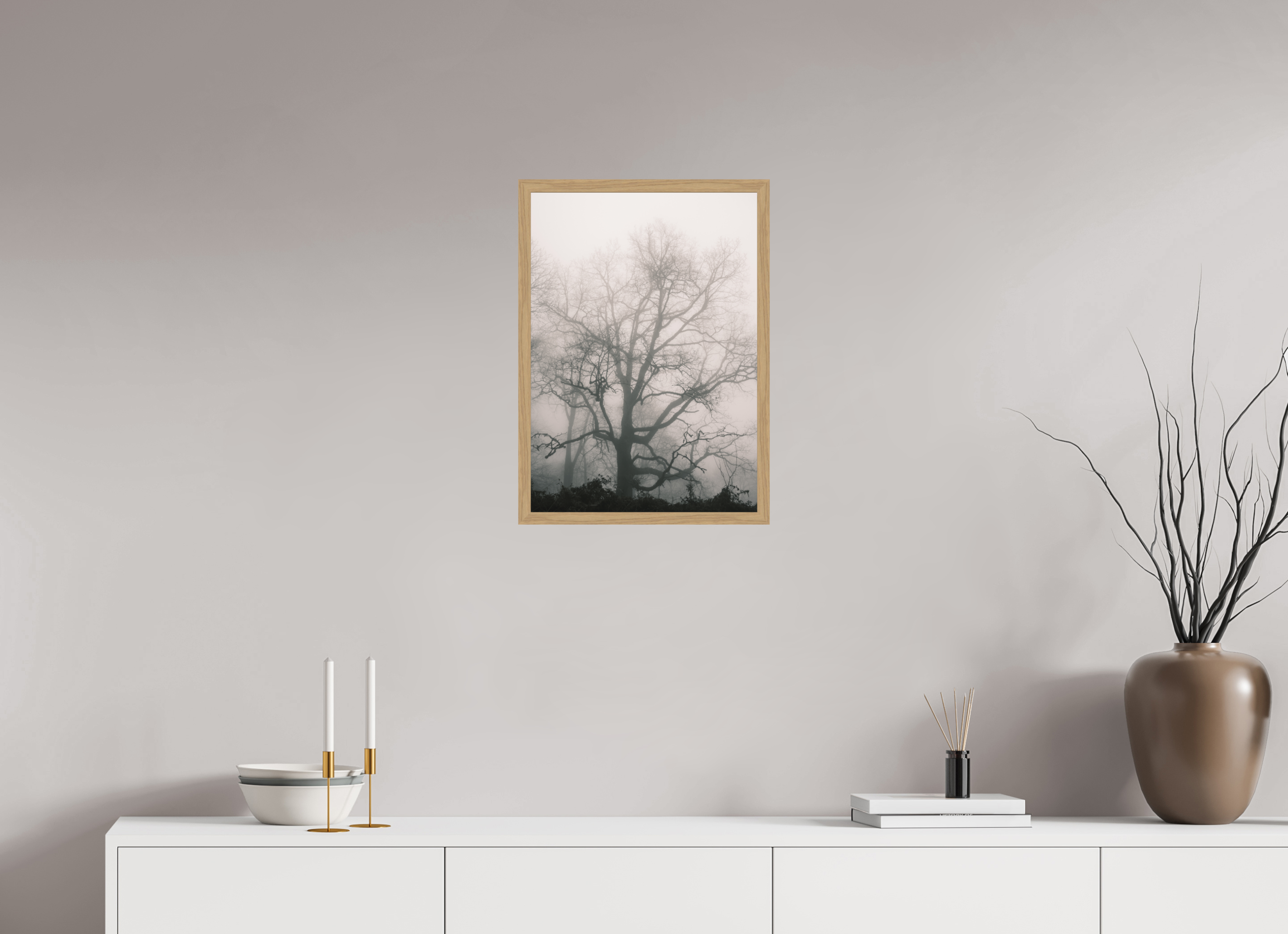 40 x 55,9 cm, Impression Fine Art encadrée en chêne naturel - mat Hêtre