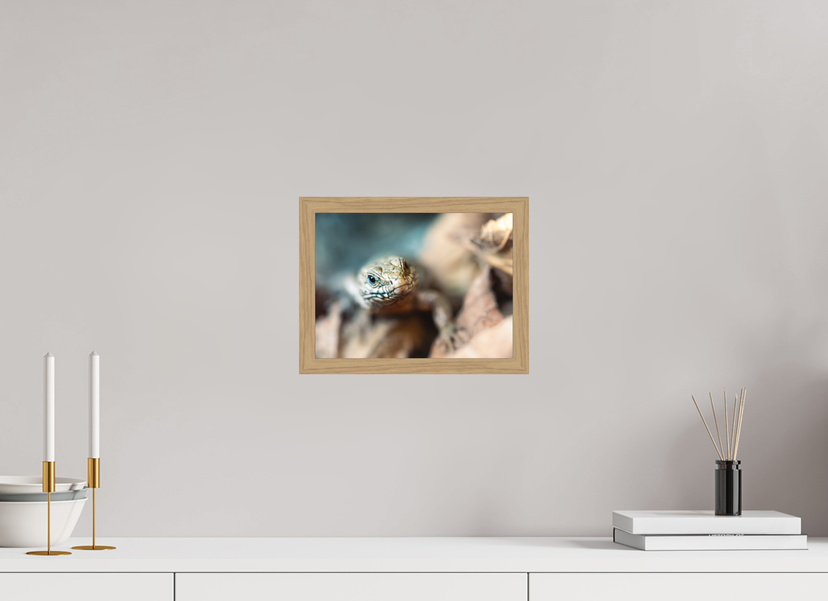 28 x 21 cm, Impression Fine Art encadrée en chêne naturel - mat Lezard