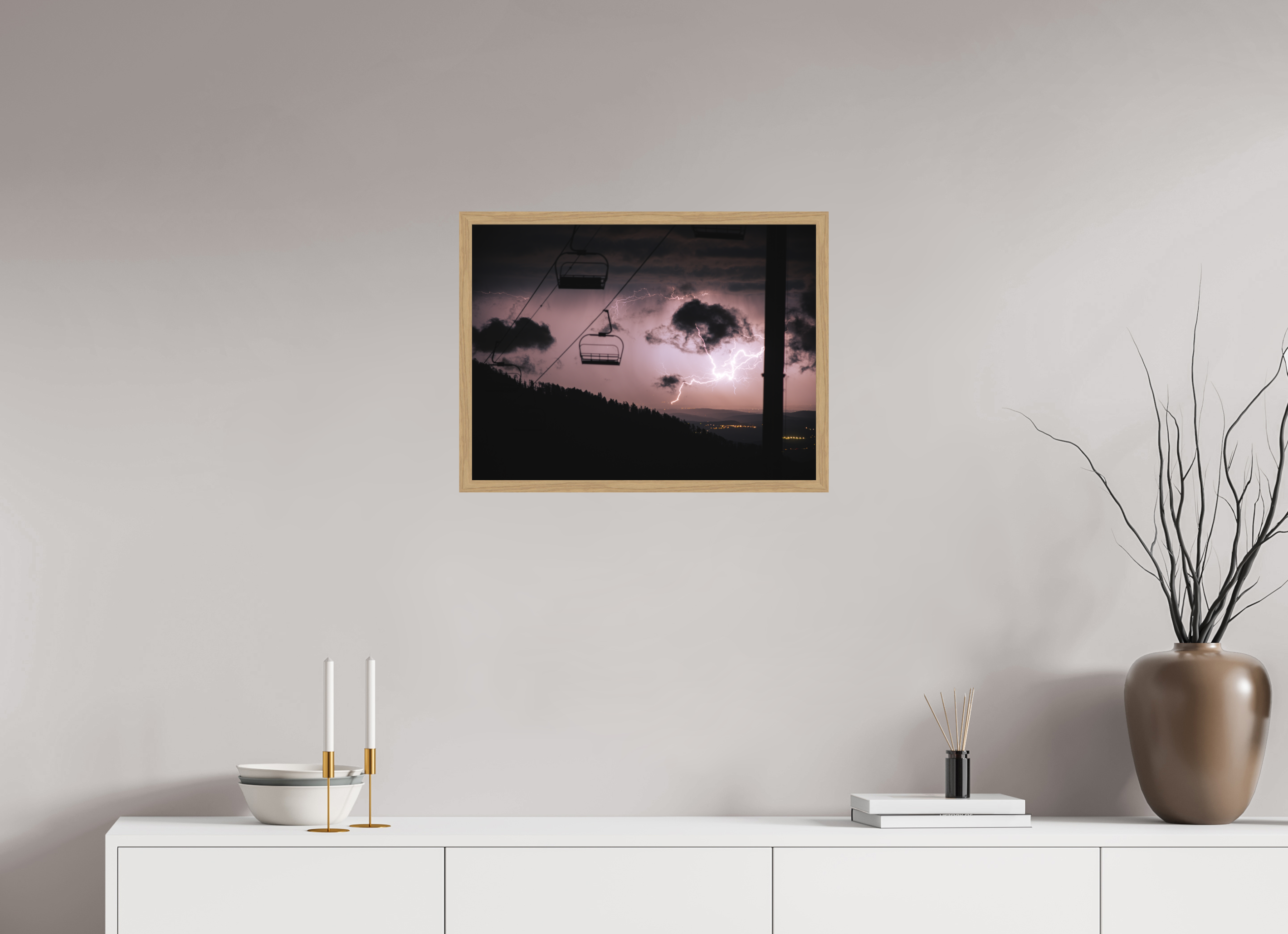 60 x 45 cm, Impression Fine Art encadrée en chêne naturel - mat Tonnerre de Mourtis