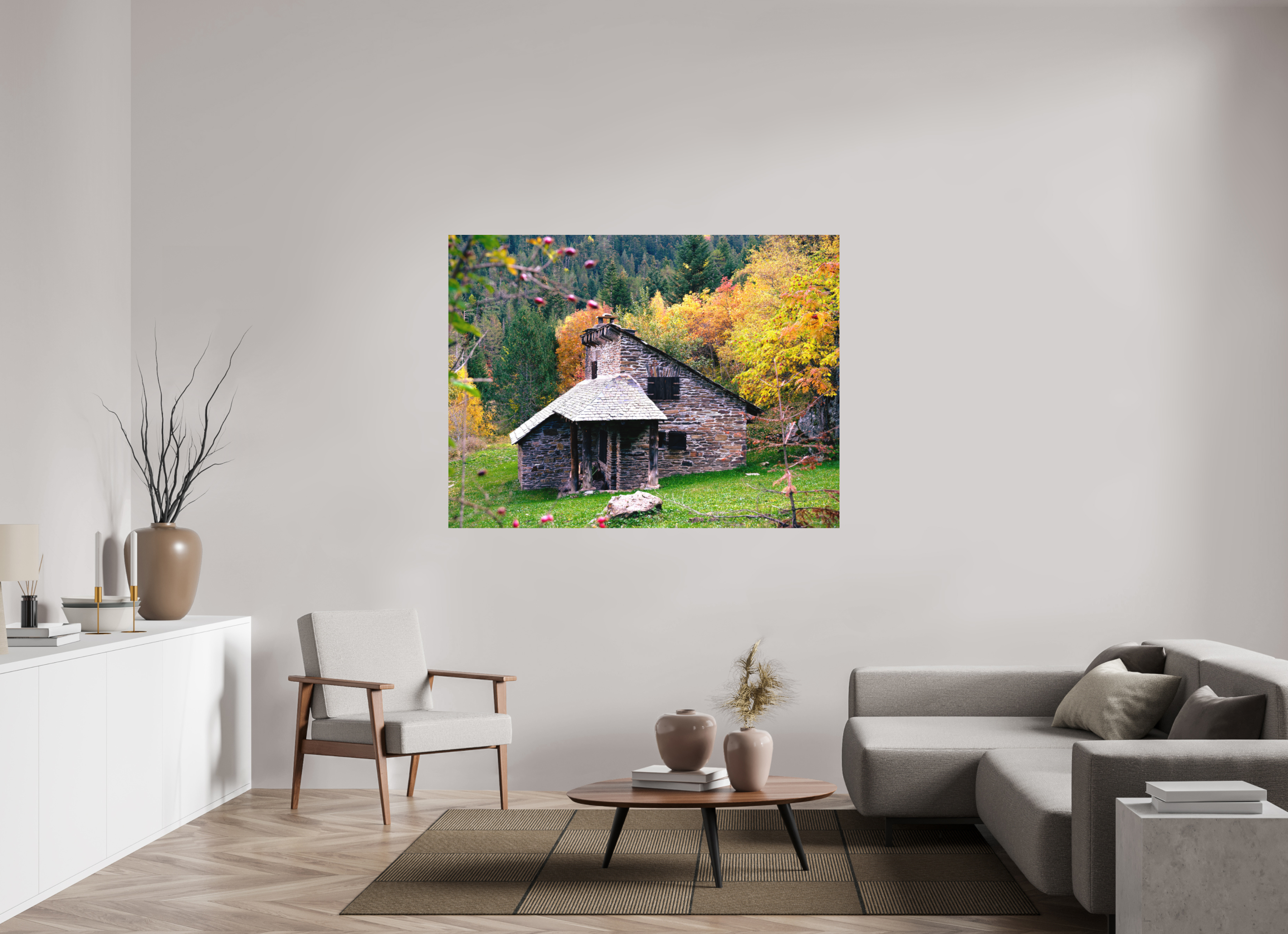 160 x 120 cm, Tirage photo - satiné Une petite maison dans la prairie