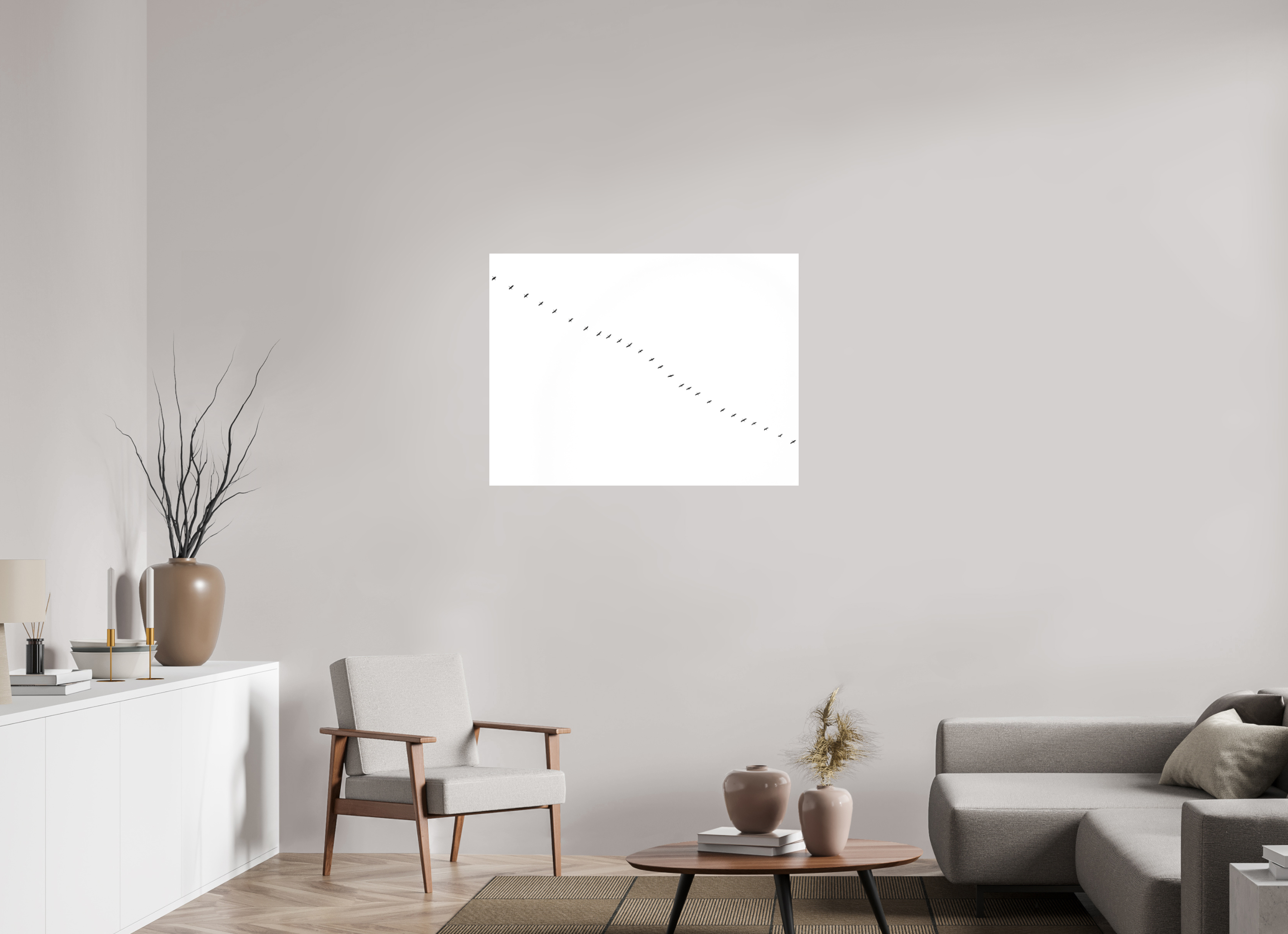 100 x 75 cm, Impression Fine Art sur support rigide - mat Grues II