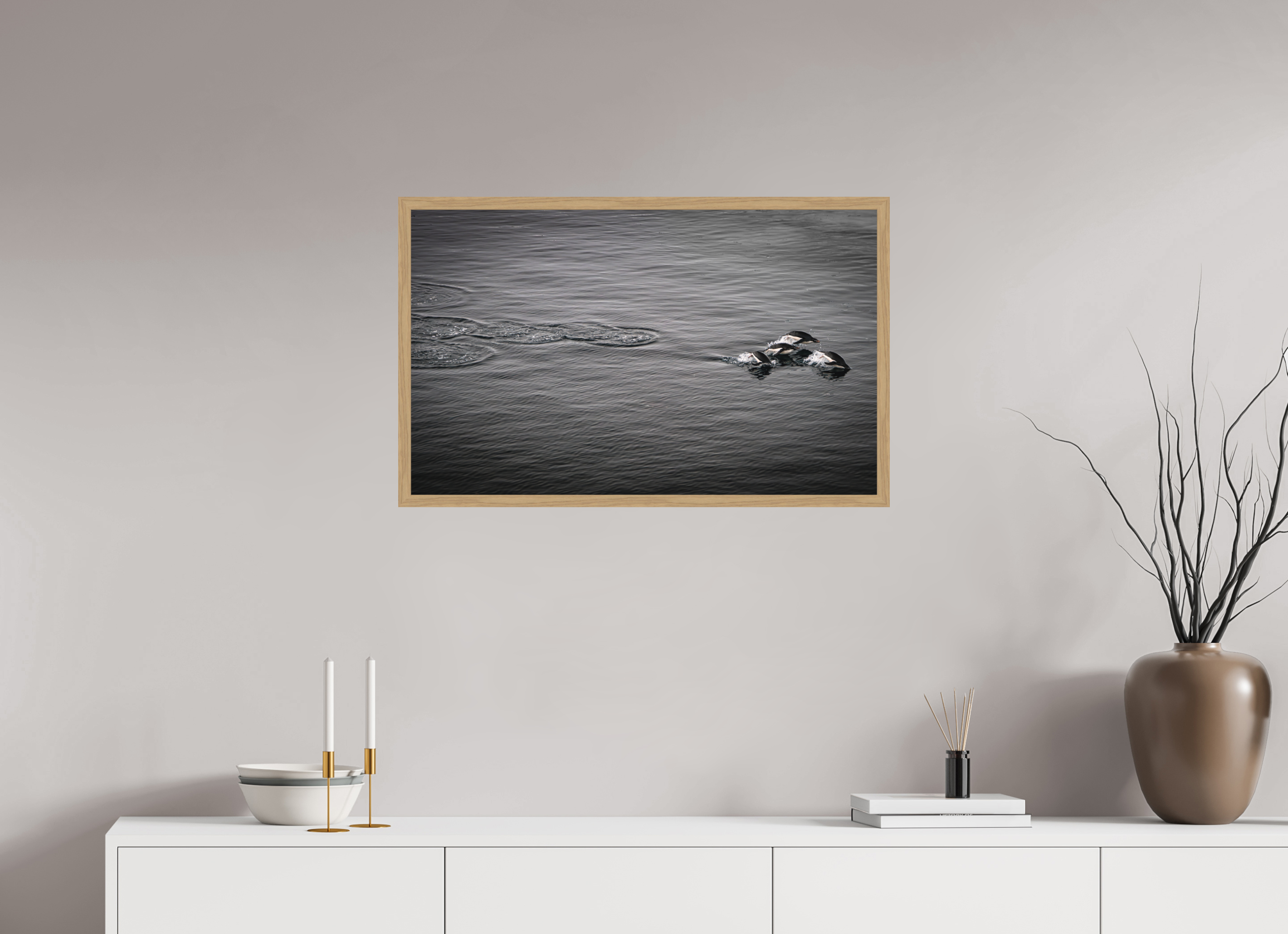 80,7 x 50 cm, Impression Fine Art encadrée en chêne naturel - mat Liberté synchronisée