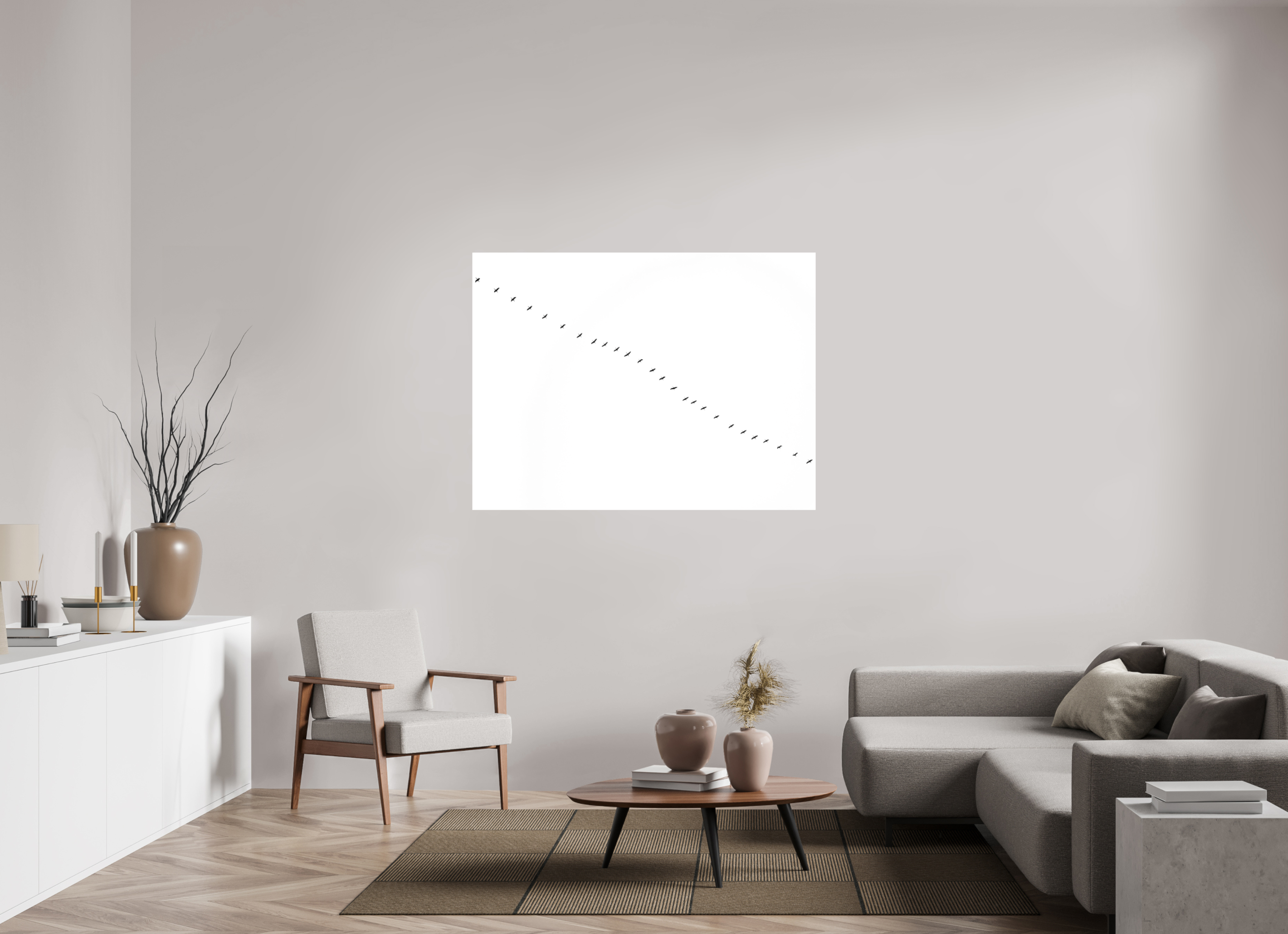 140 x 105 cm, Impression Fine Art sur support rigide - mat Grues II