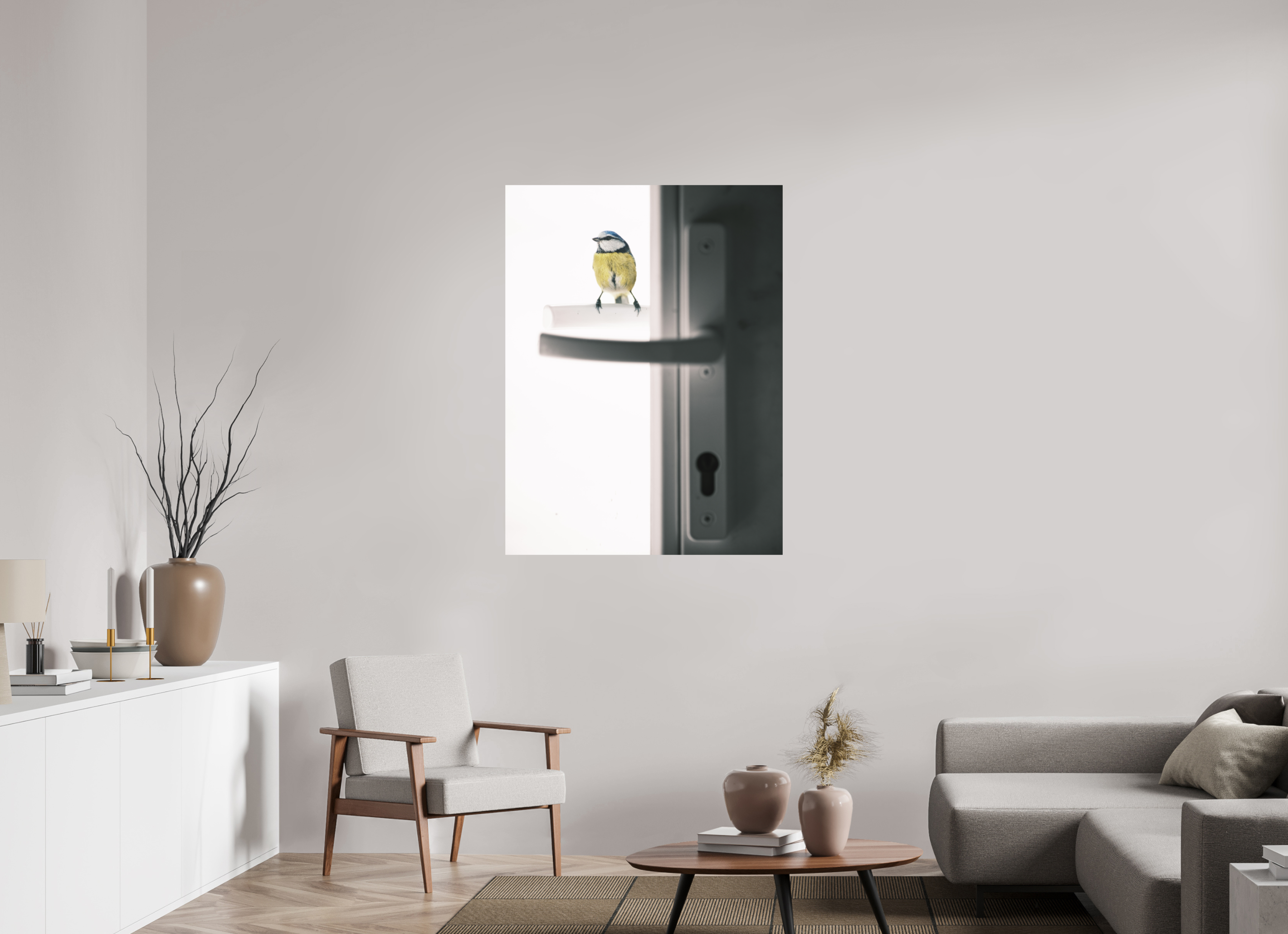 90 x 120 cm, Tirage photo - satiné mésange bleue