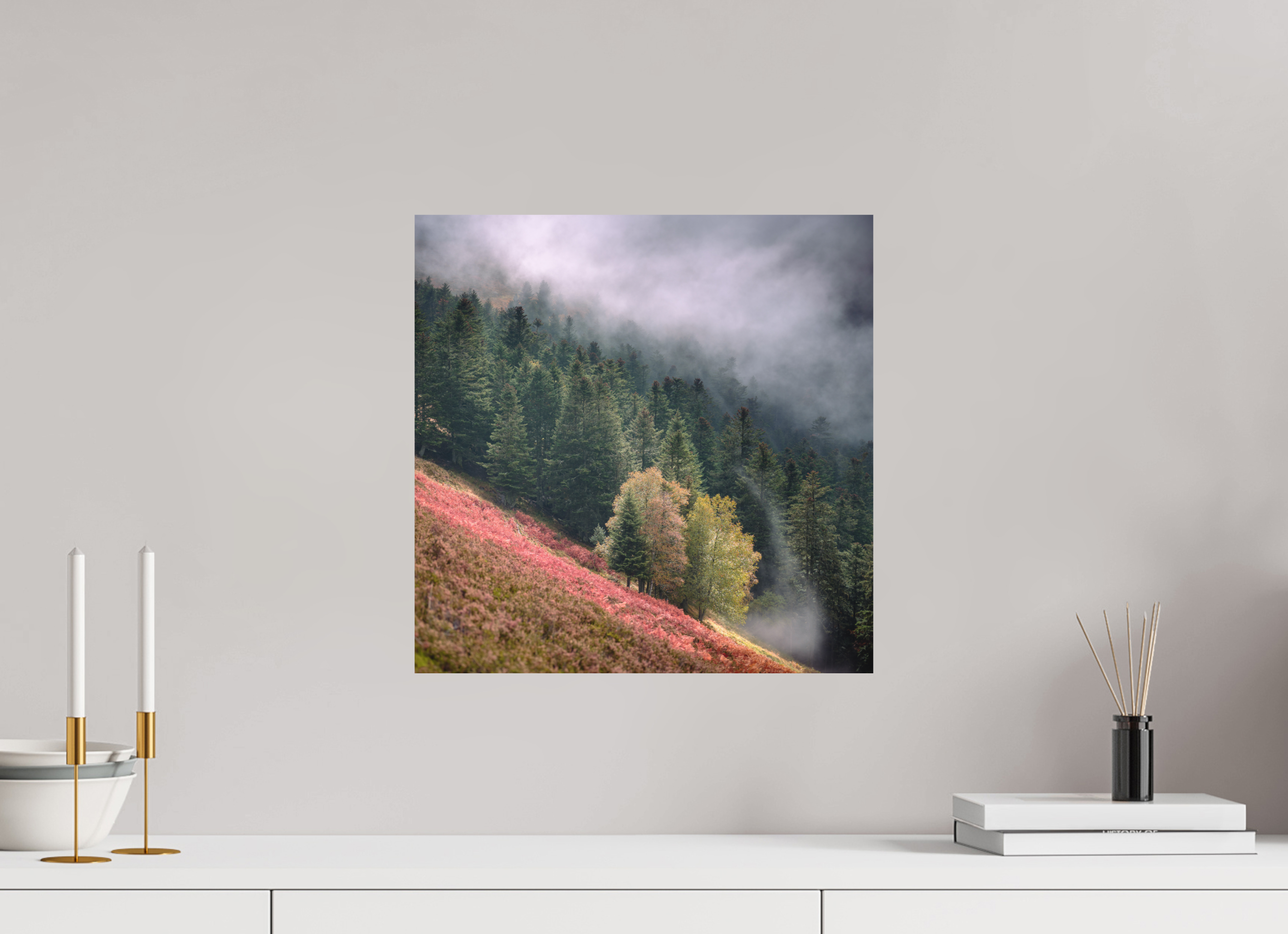 40 x 40 cm, Impression Fine Art sur support rigide - mat Brume du soir