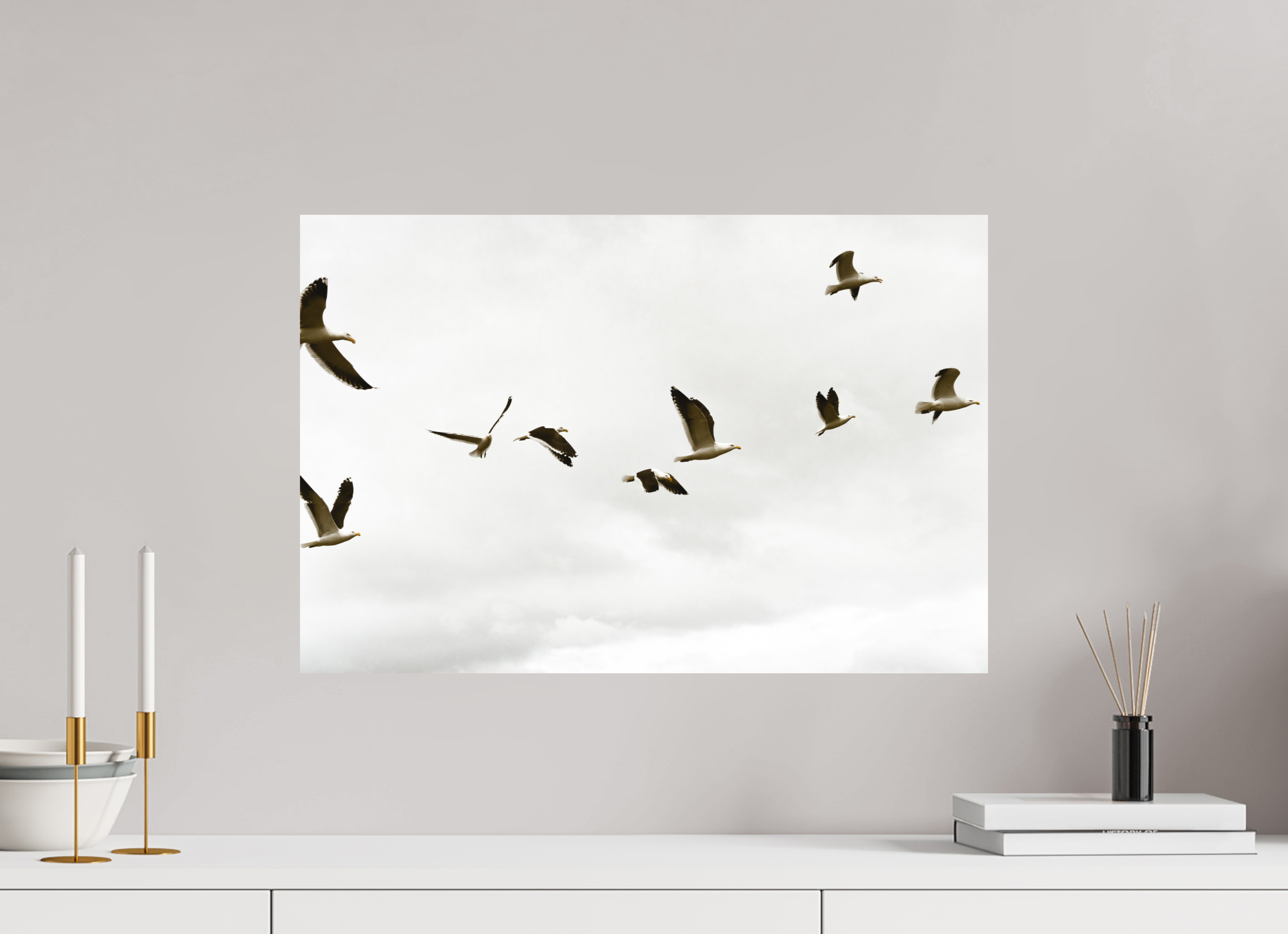 60 x 40 cm, Impression Fine Art sur support rigide - mat Goelands