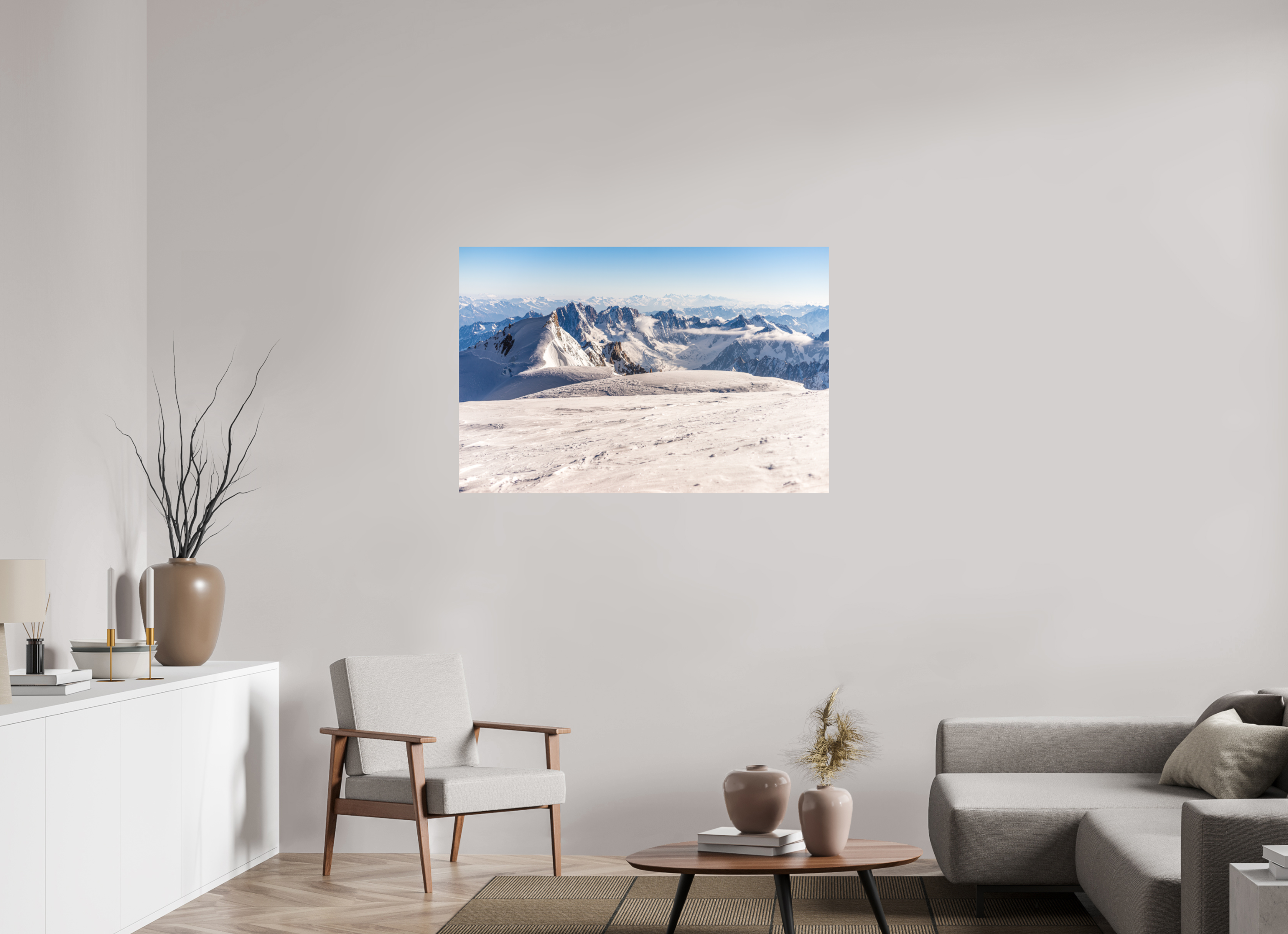 120 x 80 cm, Impression Fine Art - mat La vue depuis le sommet du Mont Blanc