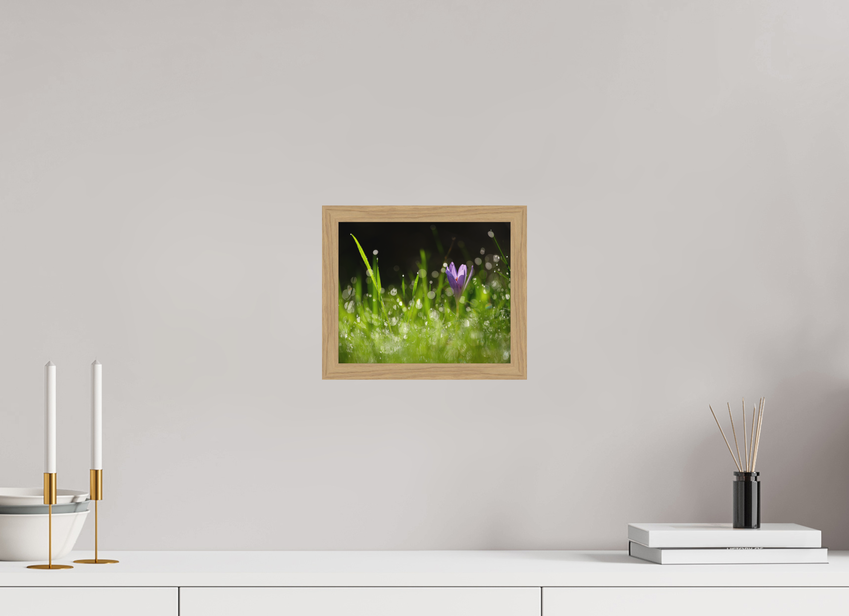 24 x 20 cm, Impression Fine Art encadrée en chêne naturel - mat fleurs