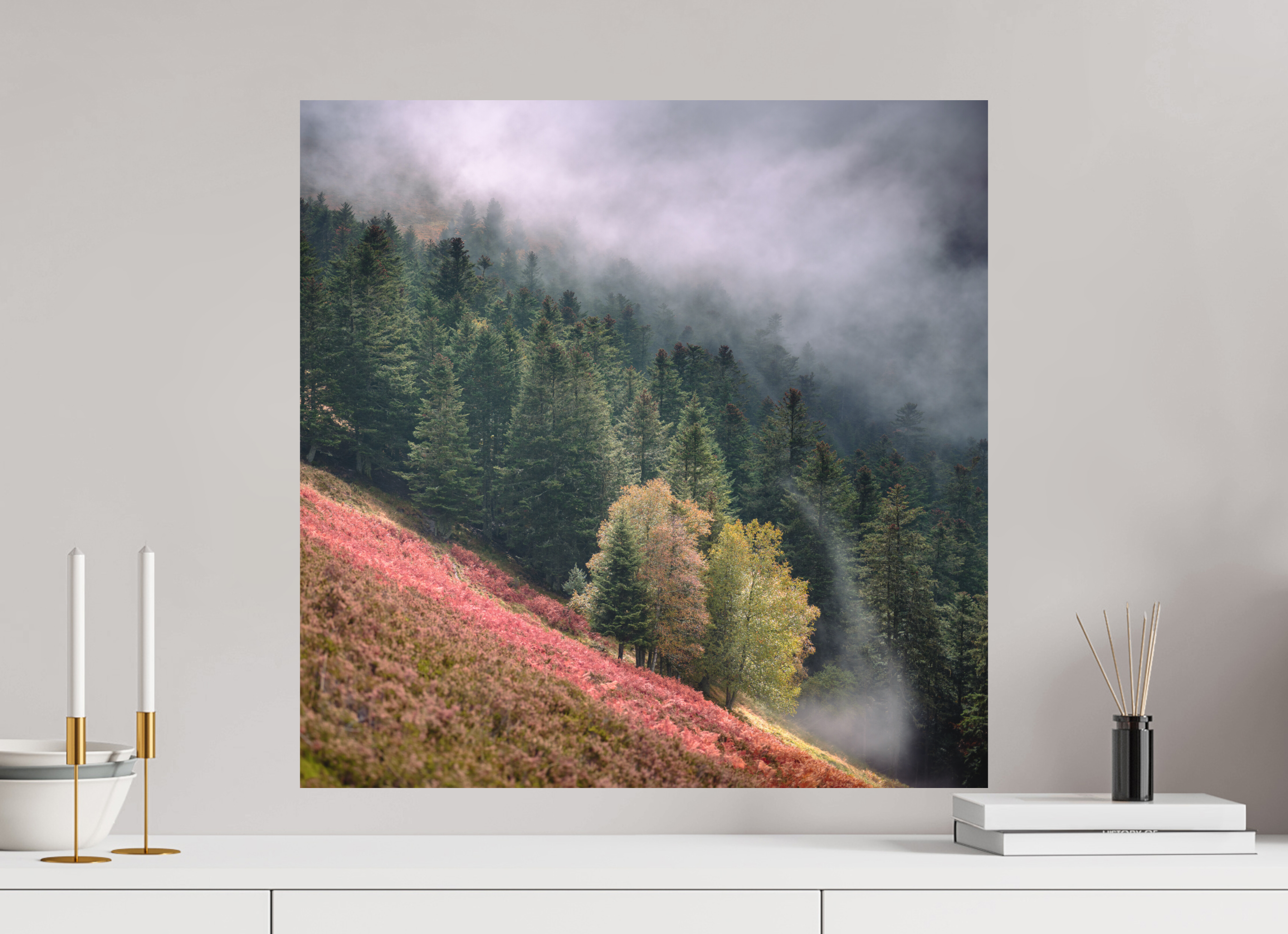 60 x 60 cm, Impression Fine Art sur support rigide - mat Brume du soir