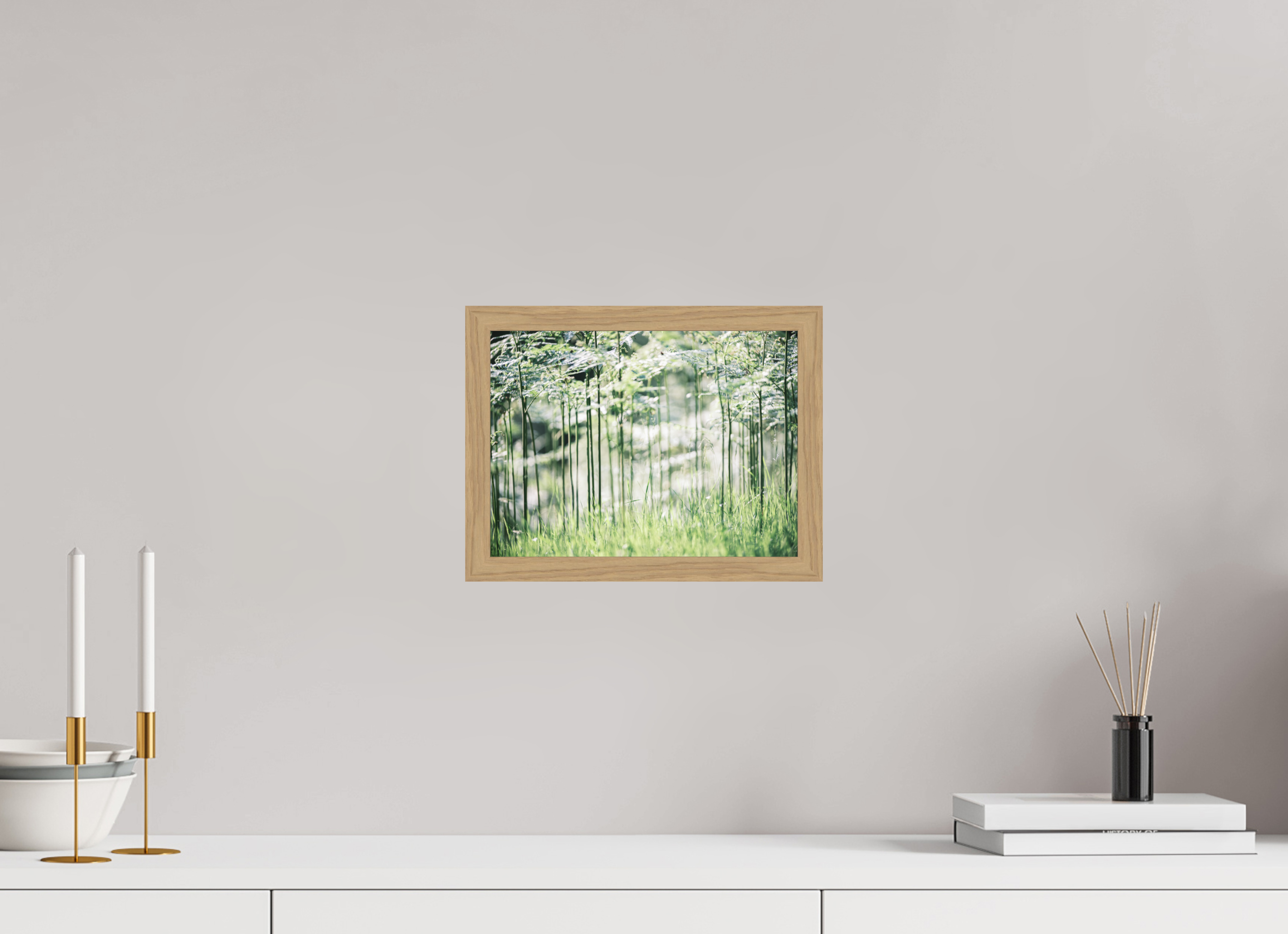 28 x 21 cm, Impression Fine Art encadrée en chêne naturel - mat Bienvenue à Jurassic Park