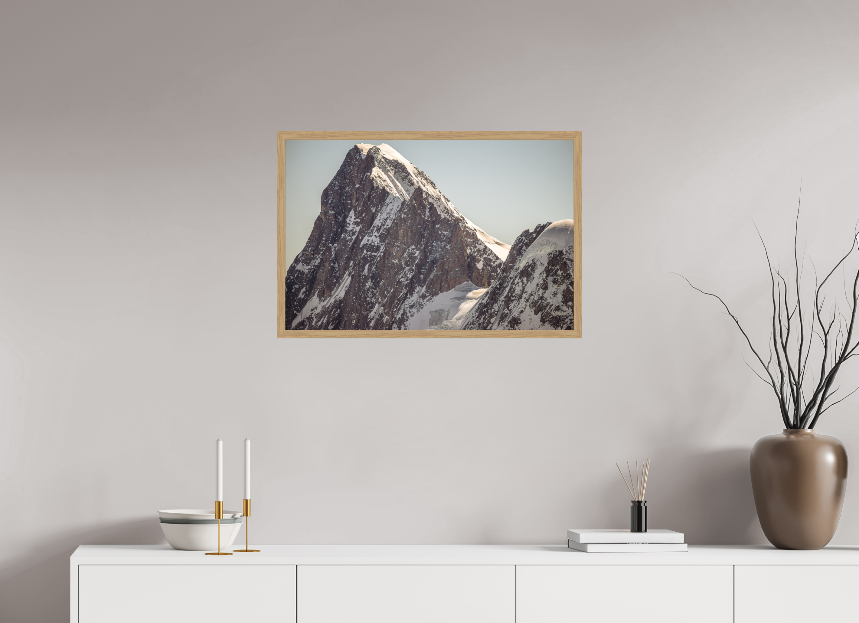 75 x 50 cm, Impression Fine Art encadrée en chêne naturel - mat Les Grandes Jurasses : Pointe Walker