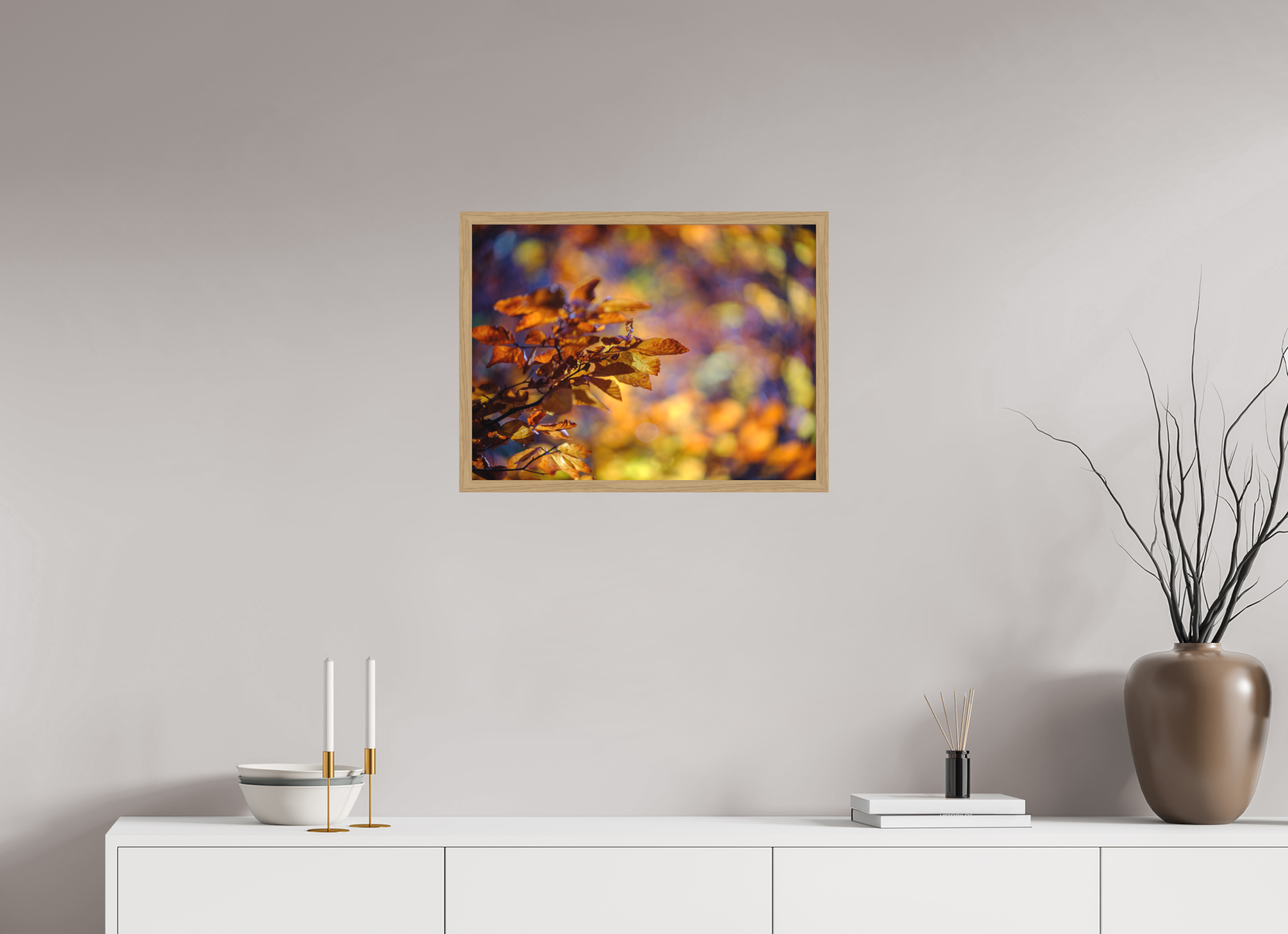 60 x 45 cm, Impression Fine Art encadrée en chêne naturel - mat La folie des couleurs III