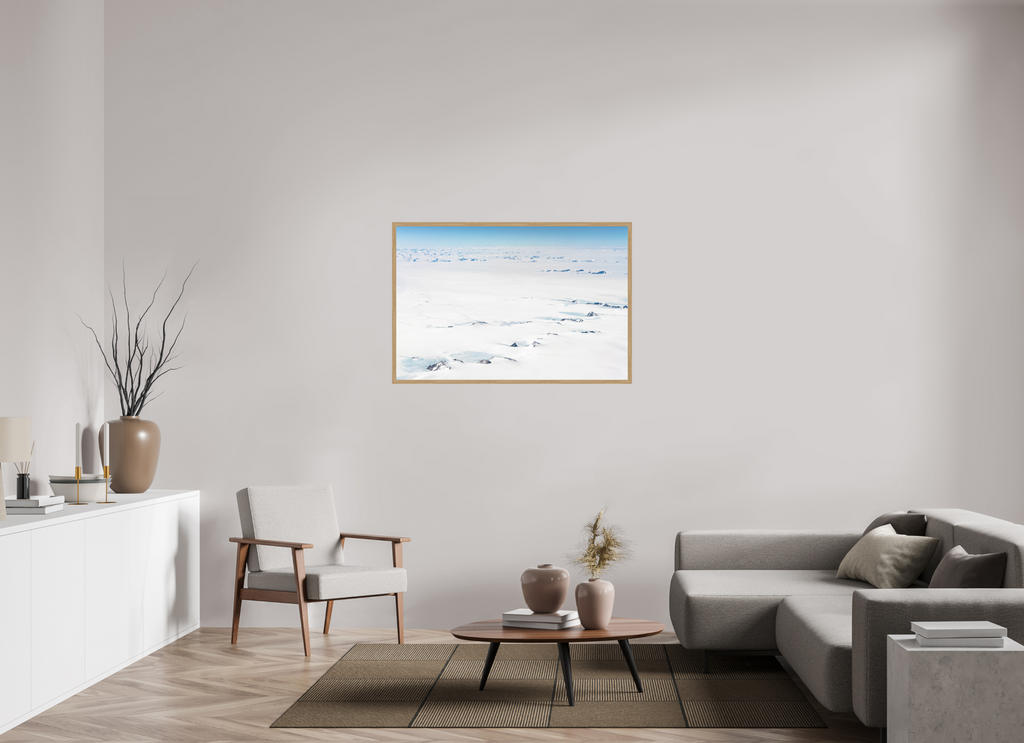 120 x 80 cm, Impression Fine Art encadrée en chêne naturel - mat Le Continent Glacé
