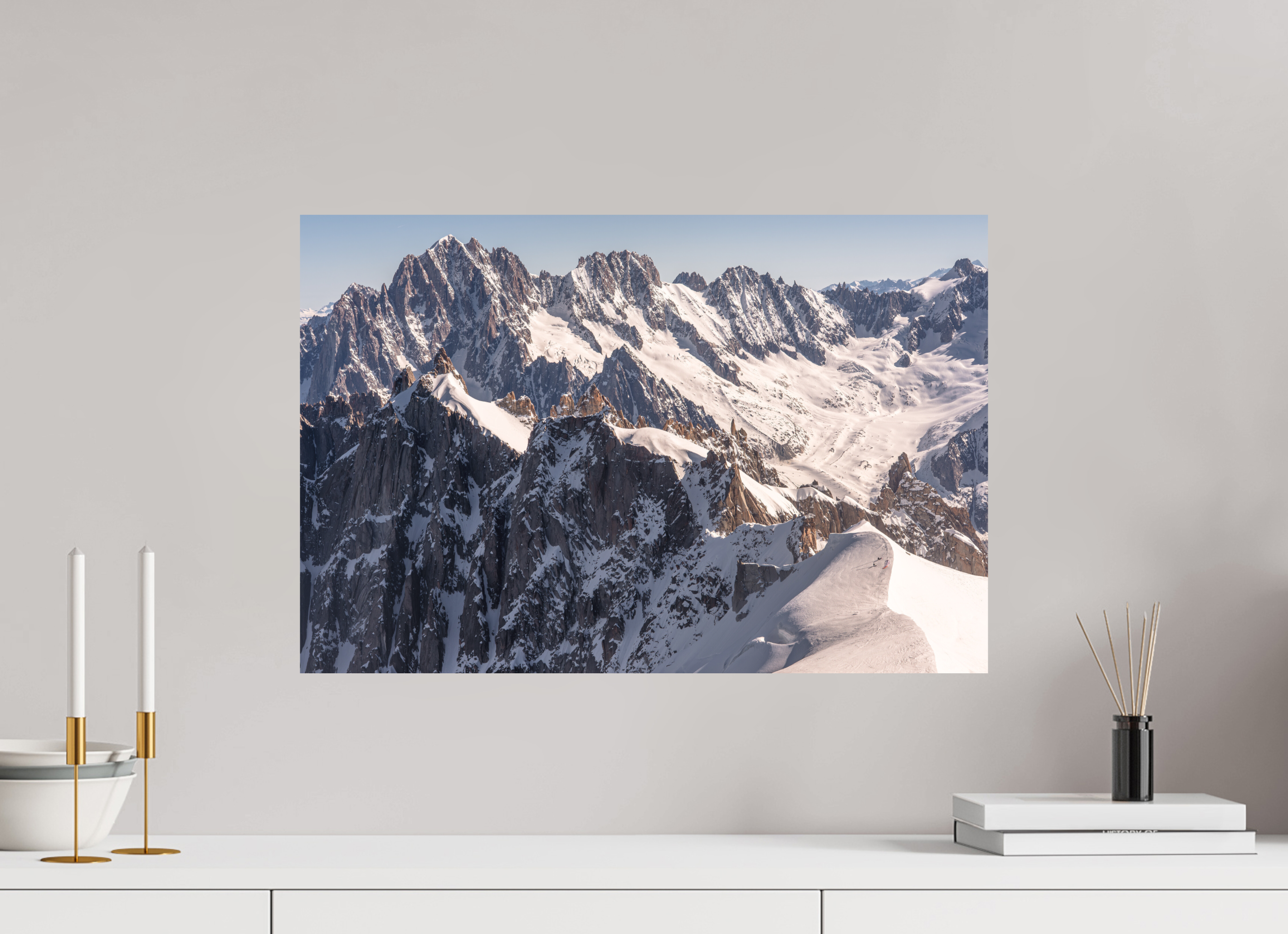 60 x 40 cm, Impression Fine Art sur support rigide - mat Aiguille Verte, les Droites et les Courtes