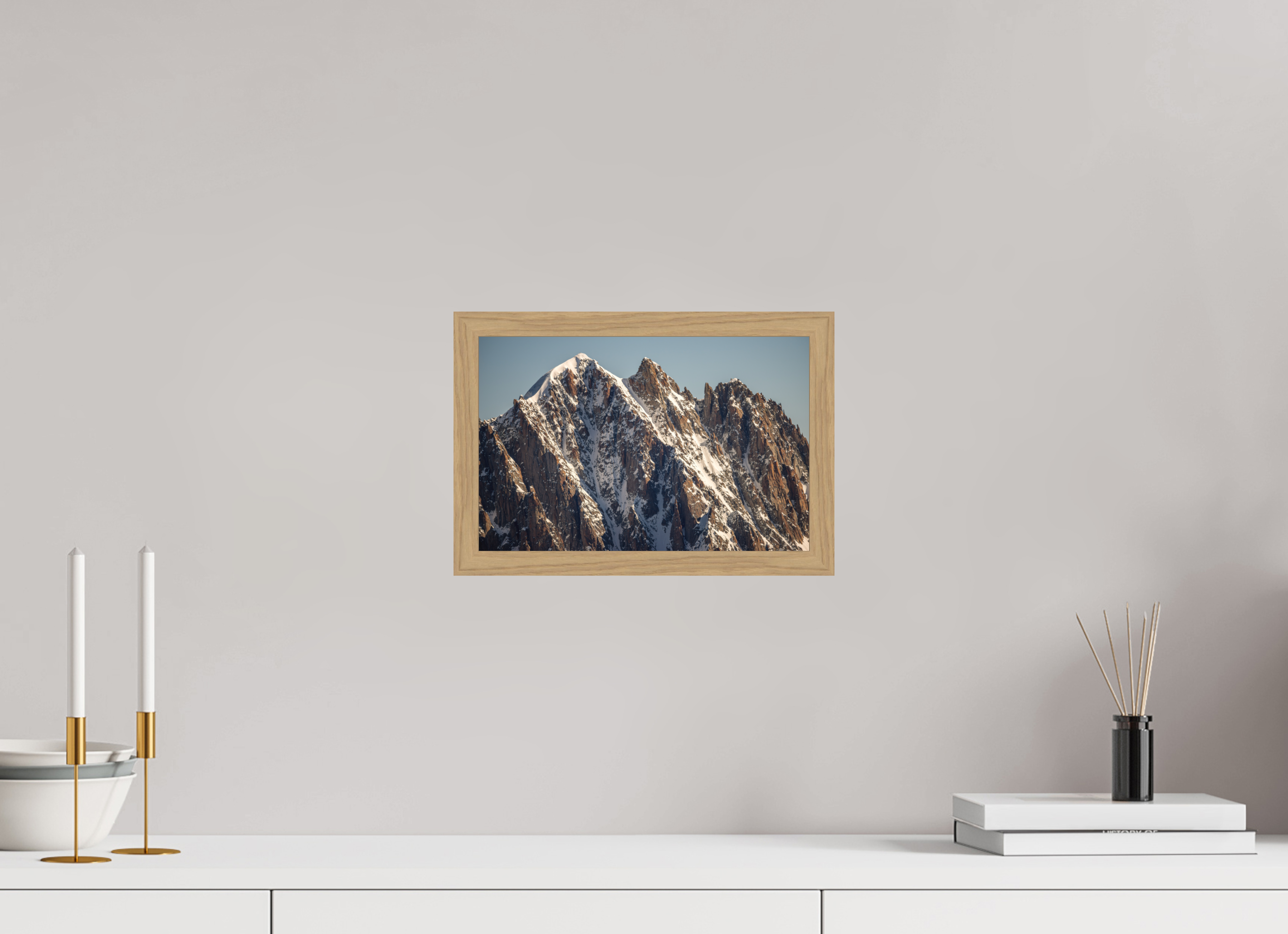 30 x 20 cm, Impression Fine Art encadrée en chêne naturel - mat L'aiguille Verte