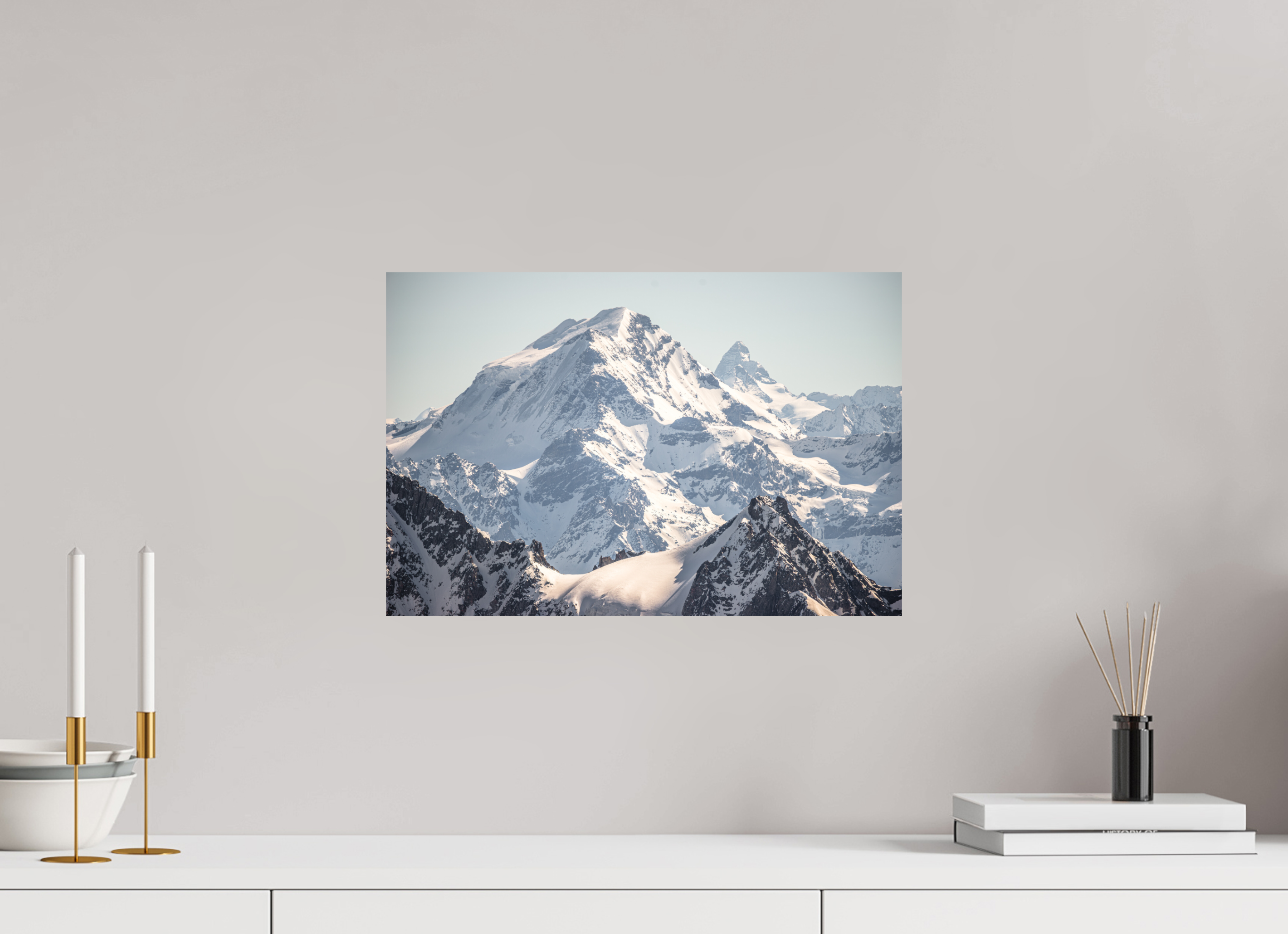 45 x 30 cm, Impression Fine Art sur support rigide - mat Grand Combin et Cervin