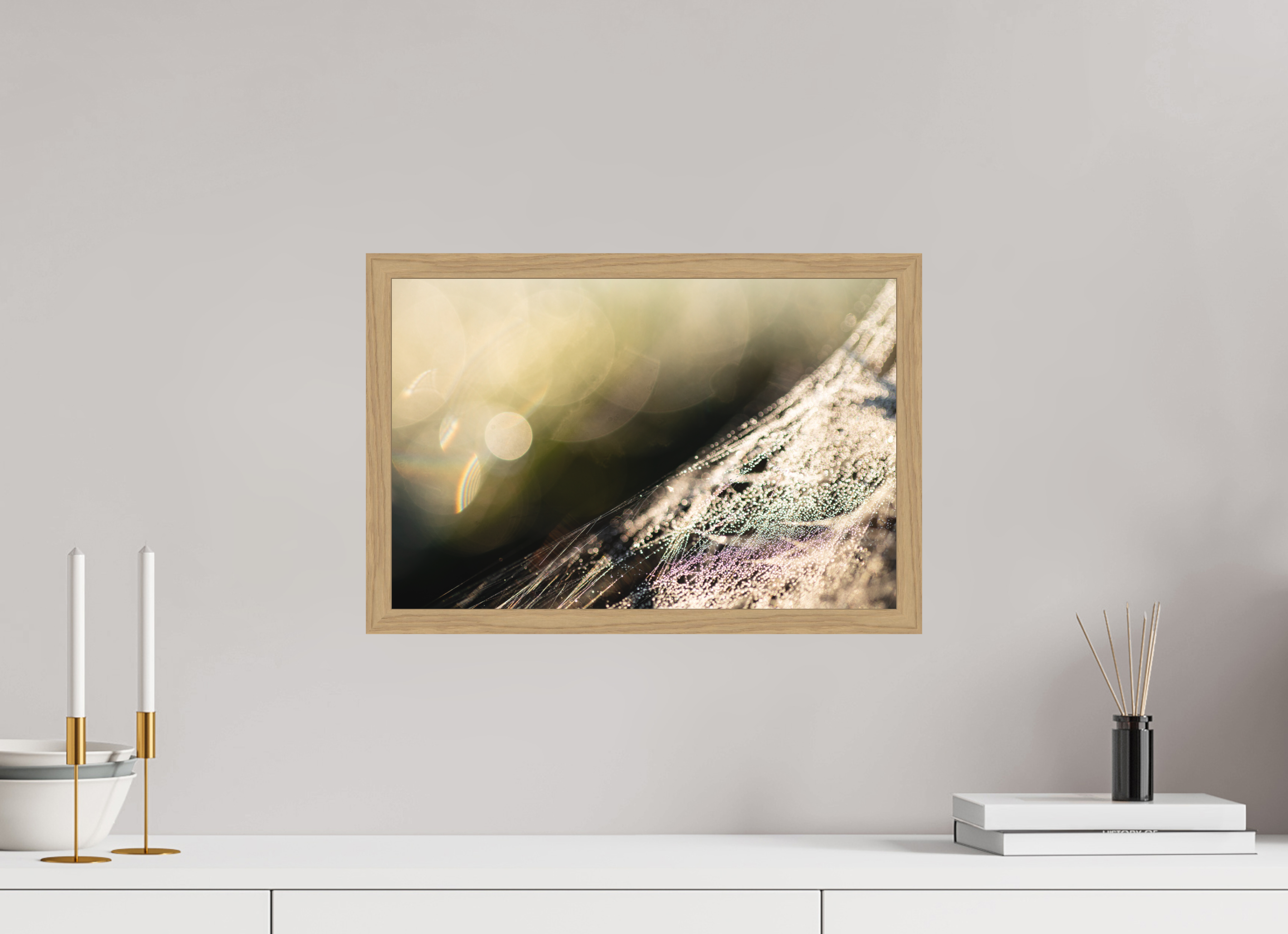 45 x 30 cm, Impression Fine Art encadrée en chêne naturel - mat toile d'araignée