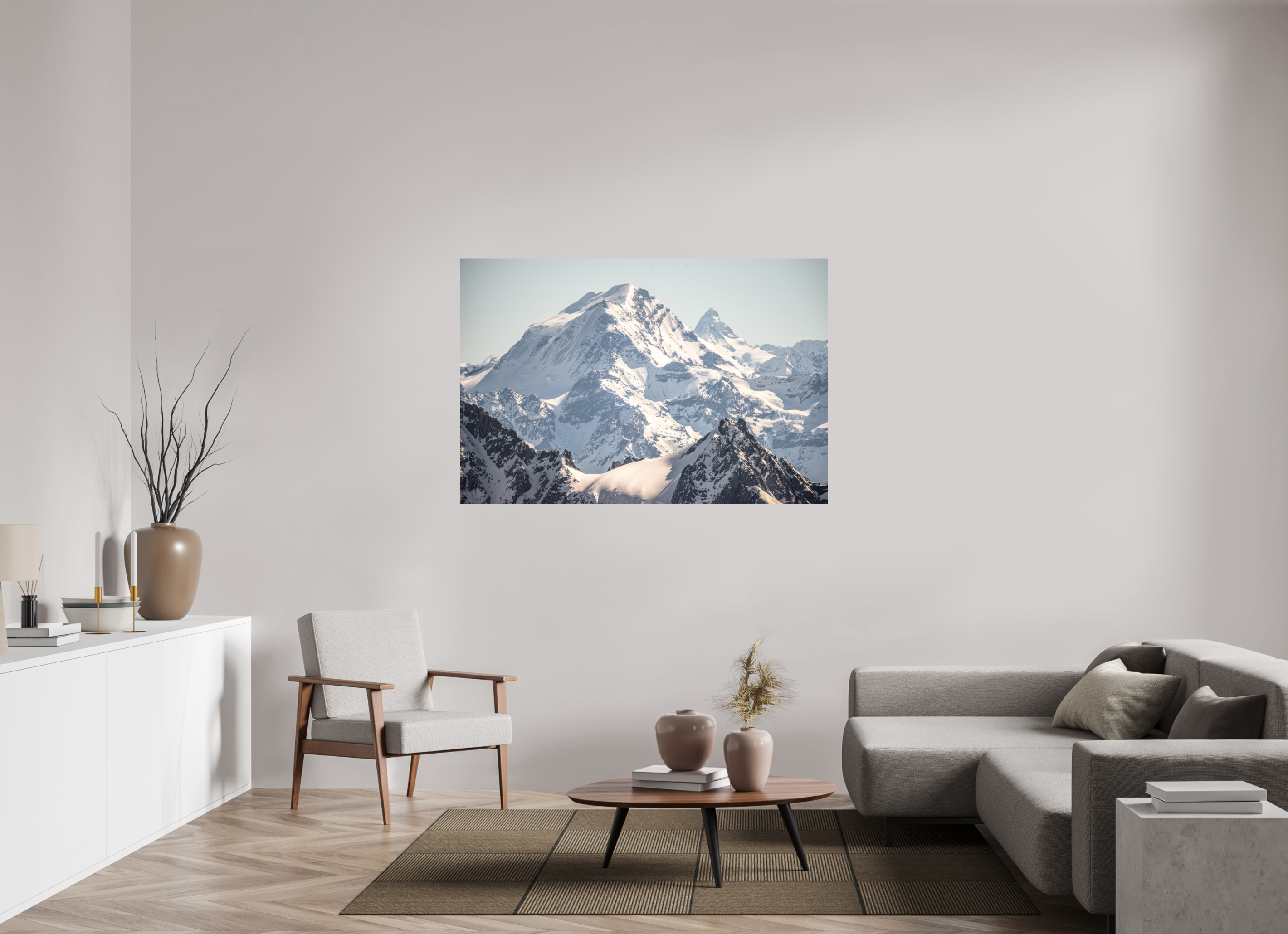 150 x 100 cm, Impression Fine Art sur support rigide - mat Grand Combin et Cervin