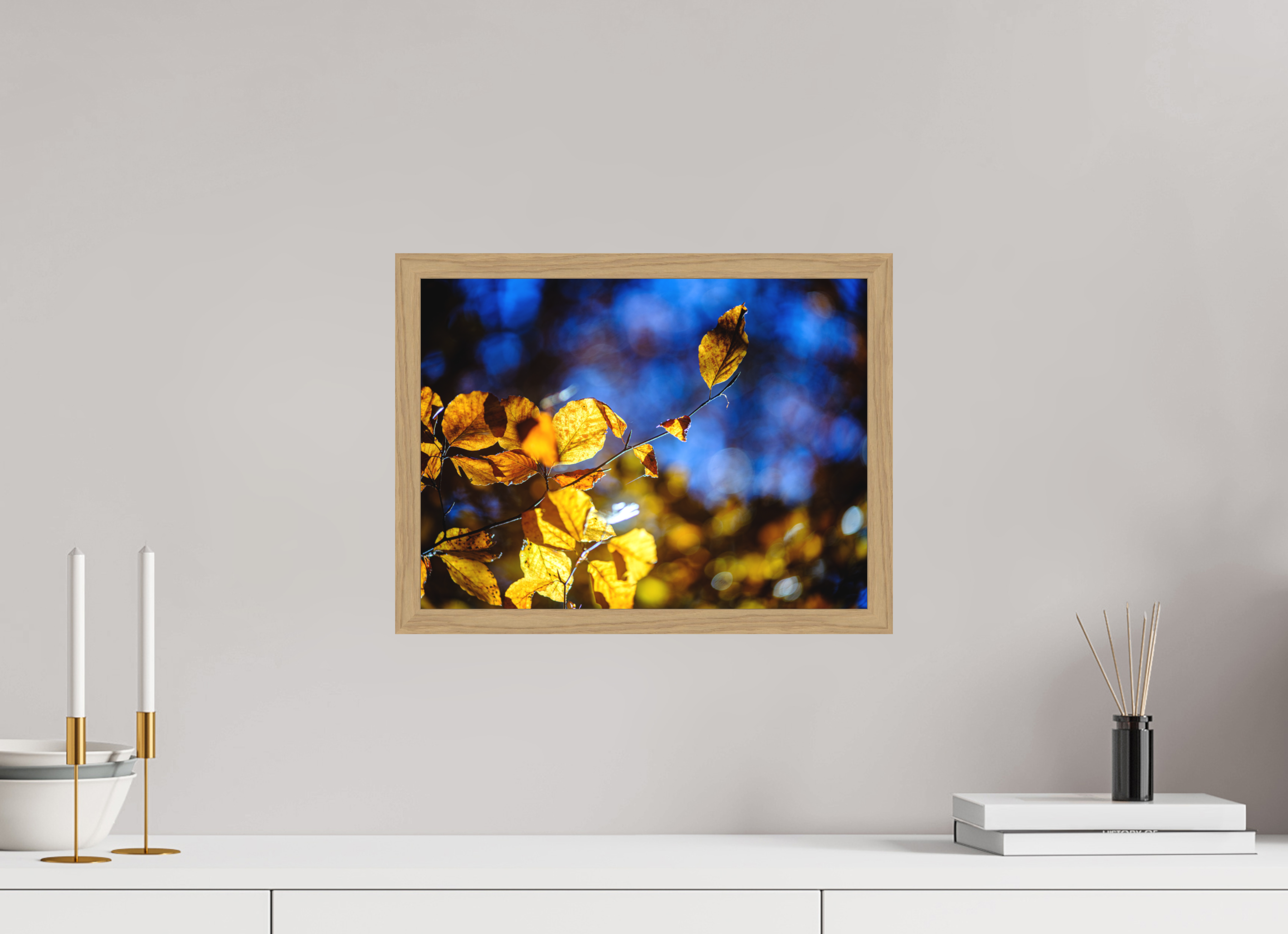 40 x 30 cm, Impression Fine Art encadrée en chêne naturel - mat La folie des couleurs II