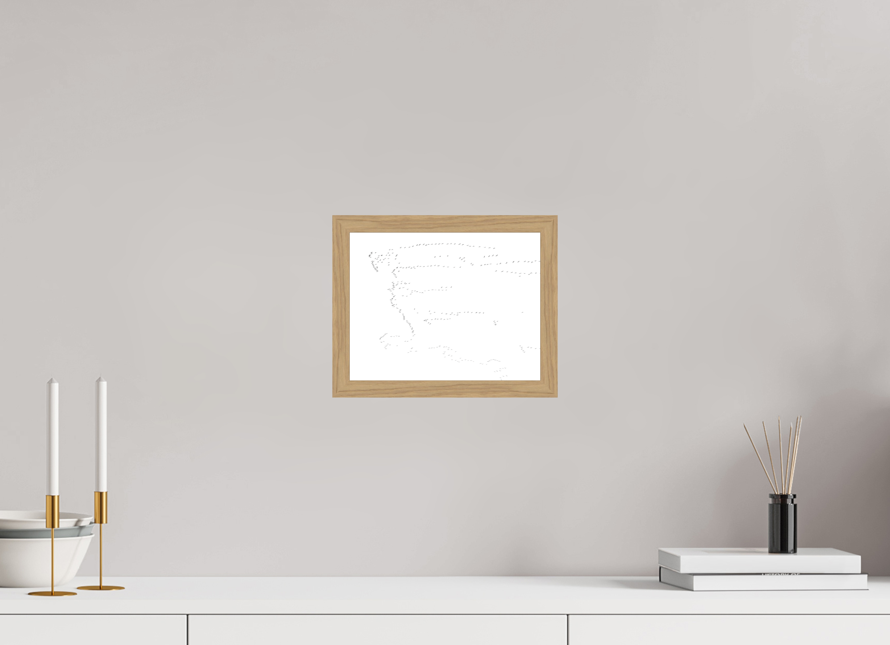 25,3 x 20 cm, Impression Fine Art encadrée en chêne naturel - mat Grues I