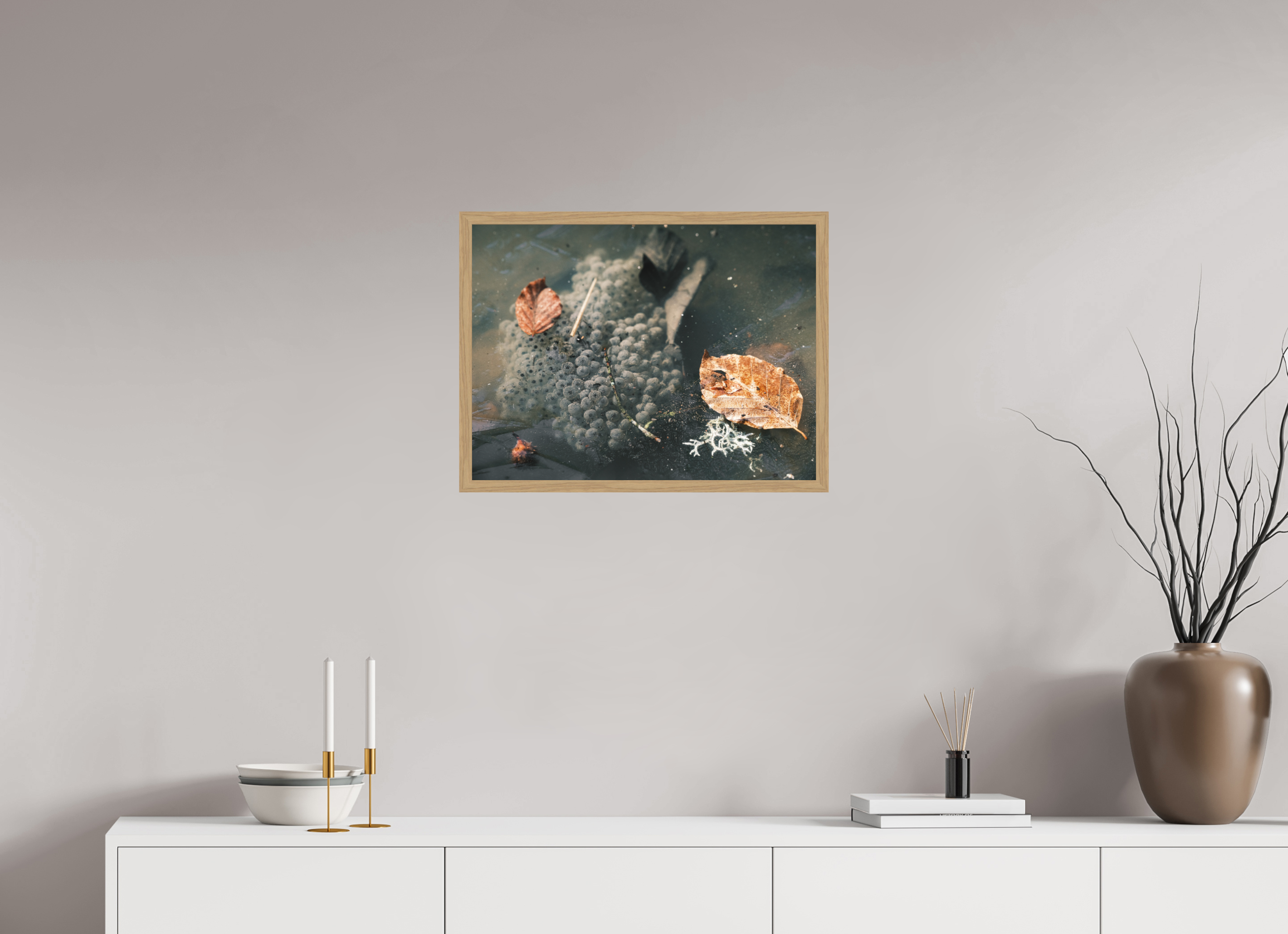 60 x 45 cm, Impression Fine Art encadrée en chêne naturel - mat Oeufs