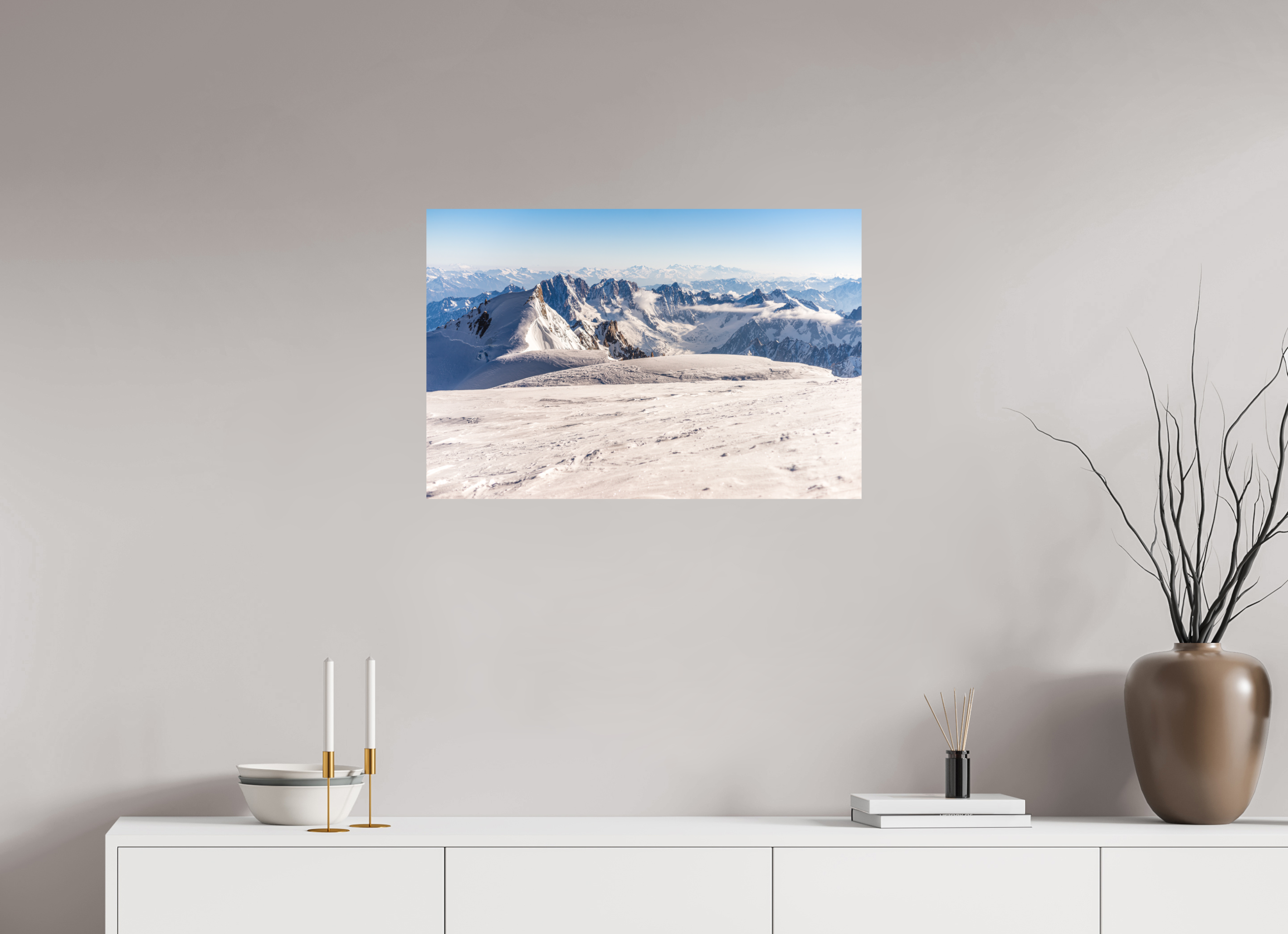 75 x 50 cm, Impression Fine Art - mat La vue depuis le sommet du Mont Blanc