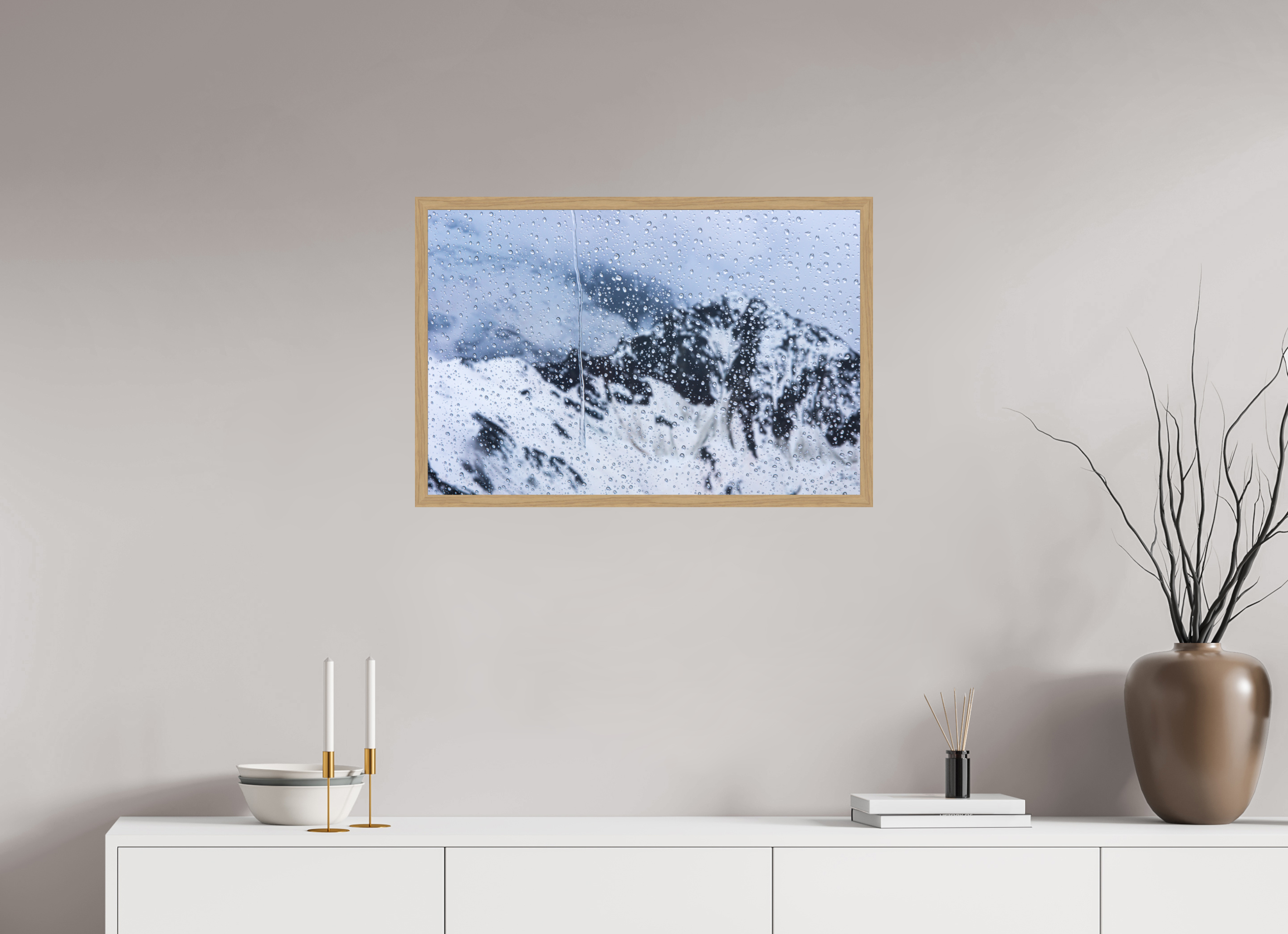 75 x 50 cm, Impression Fine Art encadrée en chêne naturel - mat Mauvaise météo