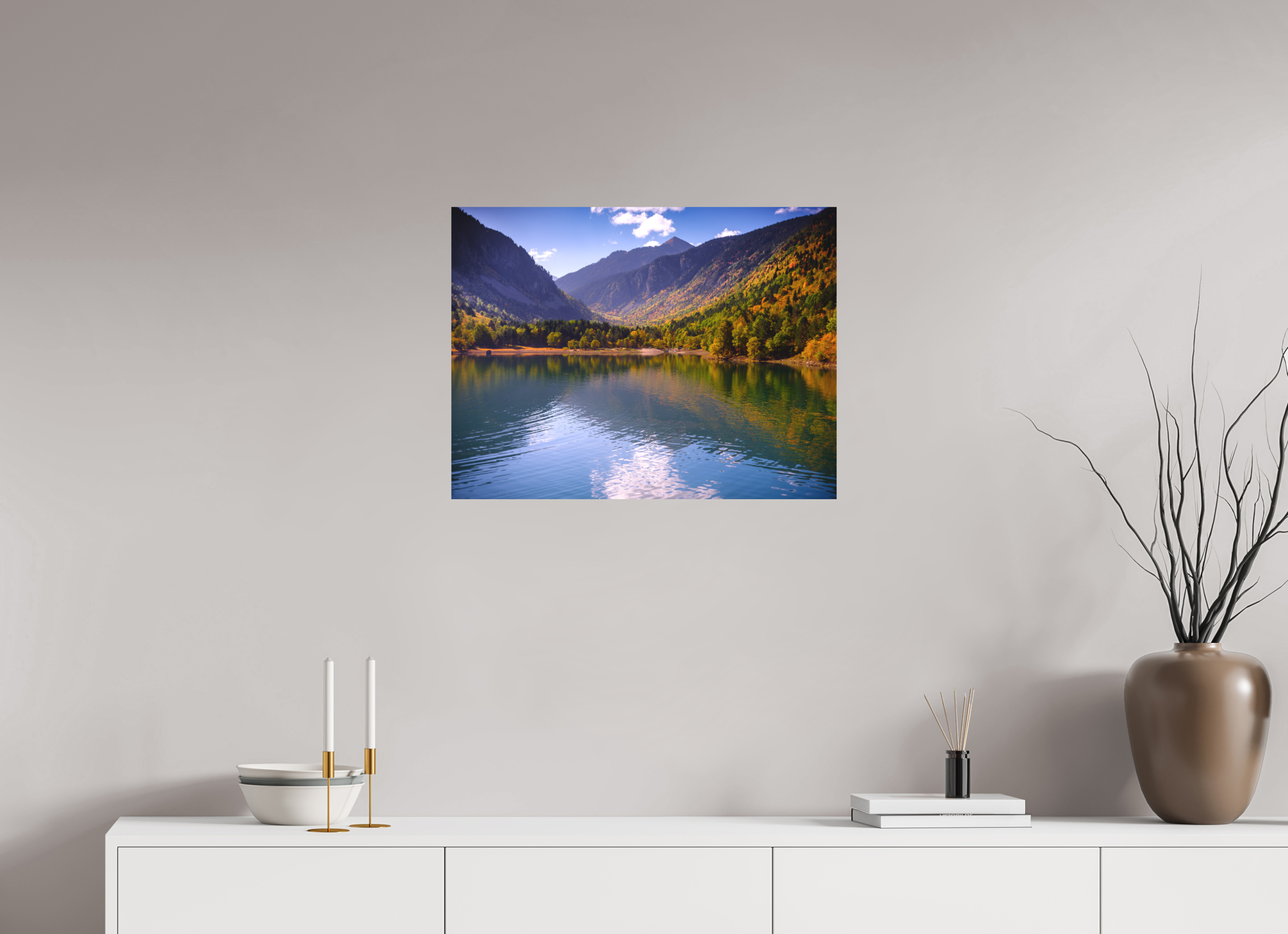 65,9 x 50 cm, Impression Fine Art sur support rigide - mat Lac et automne