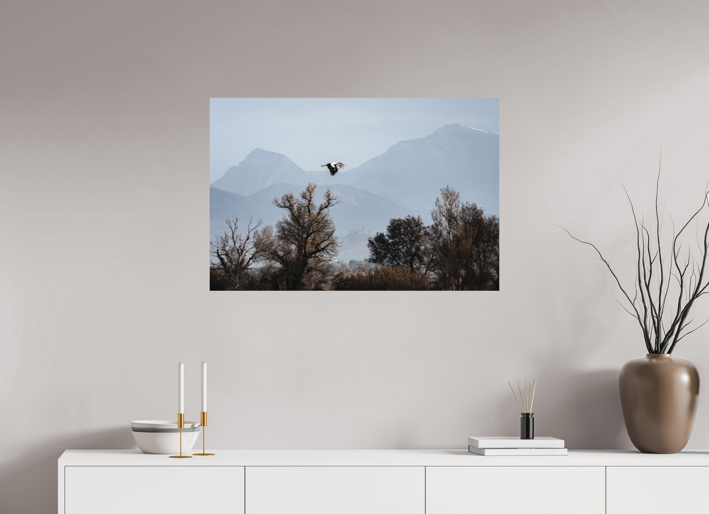 90 x 60 cm, Impression Fine Art sur support rigide - mat Grues V