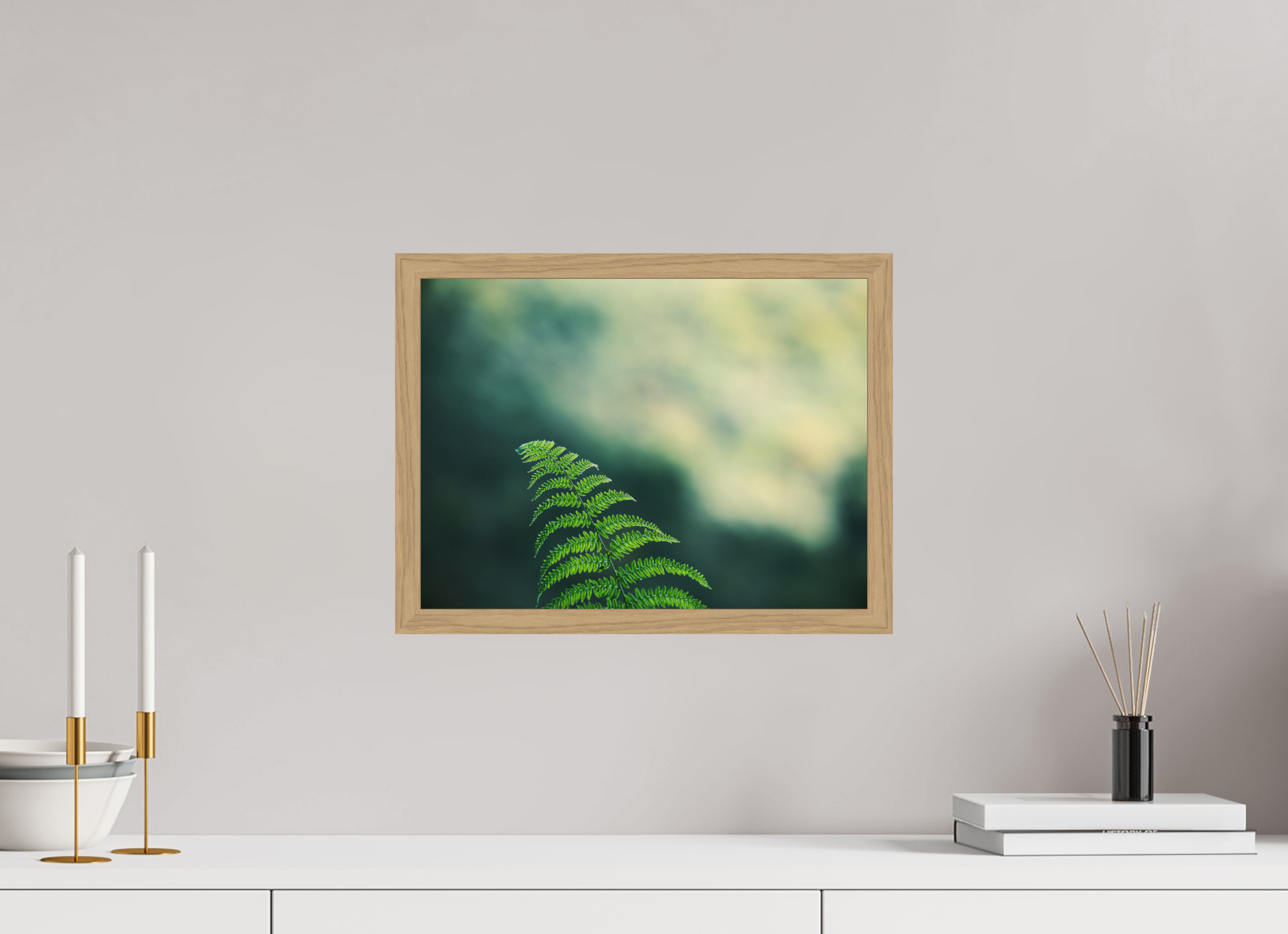 40 x 30 cm, Impression Fine Art encadrée en chêne naturel - mat Fougère