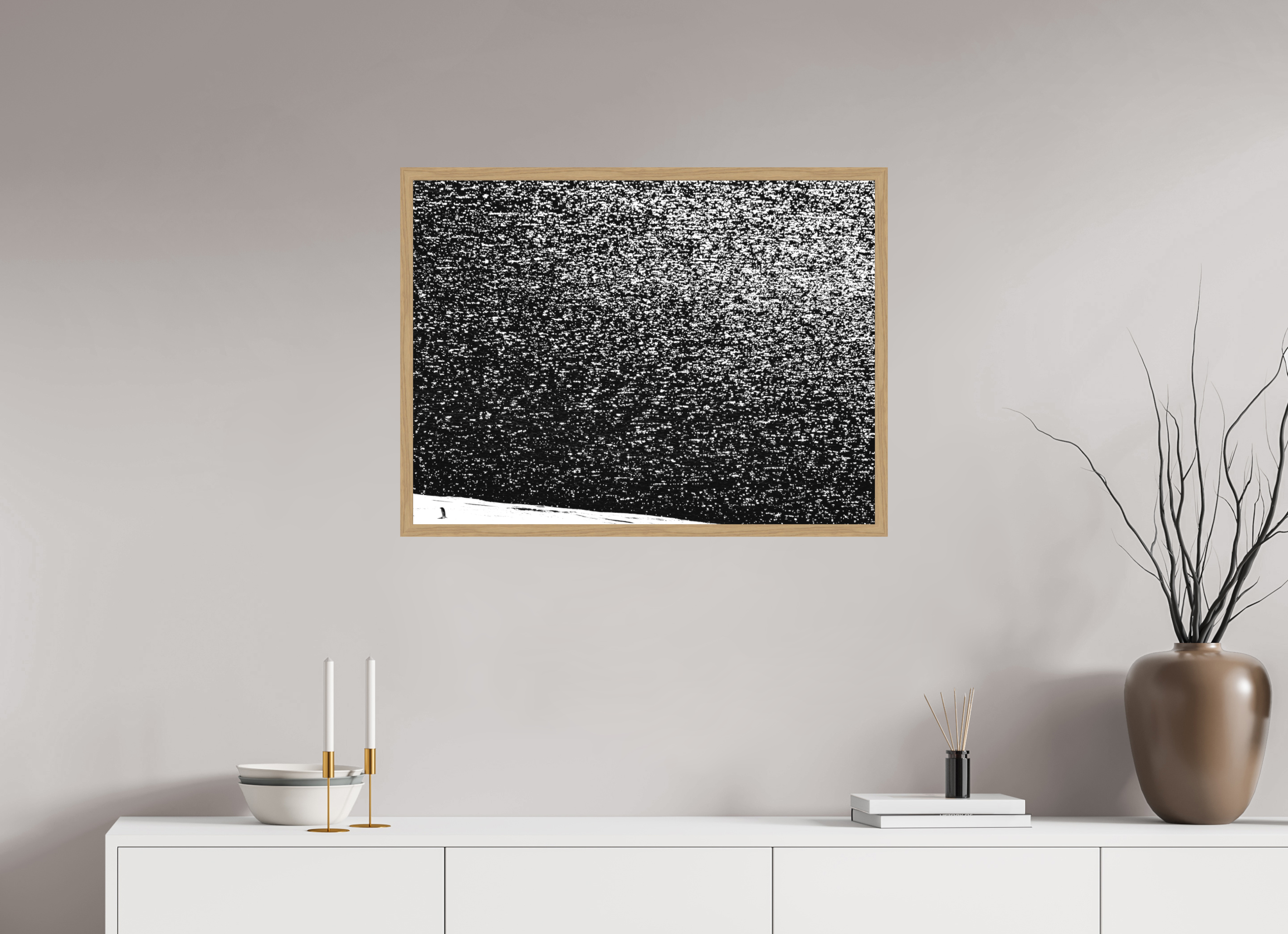 80 x 60 cm, Impression Fine Art encadrée en chêne naturel - mat Solitude