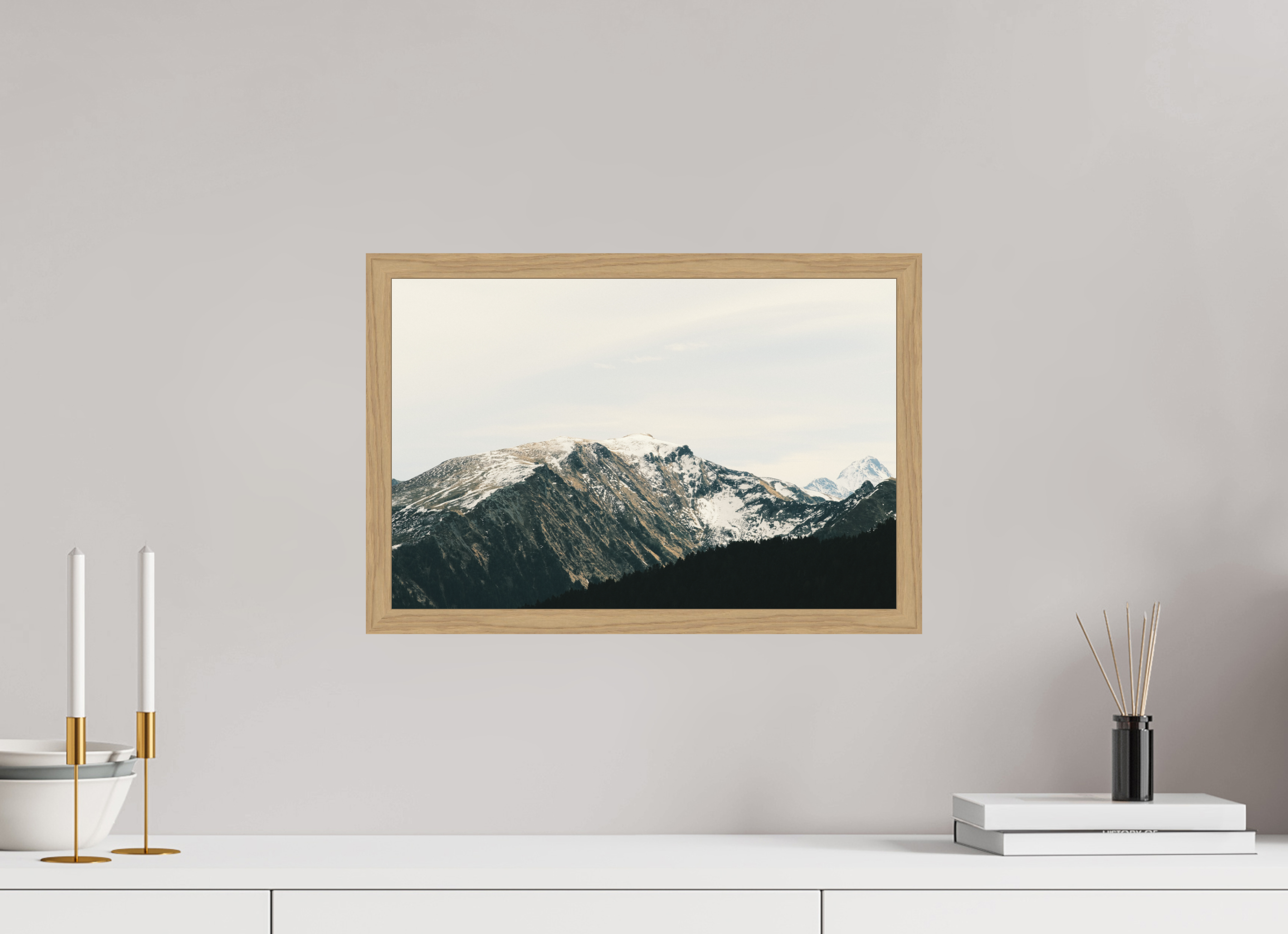 45 x 30 cm, Impression Fine Art encadrée en chêne naturel - mat Une douce journée d'hiver