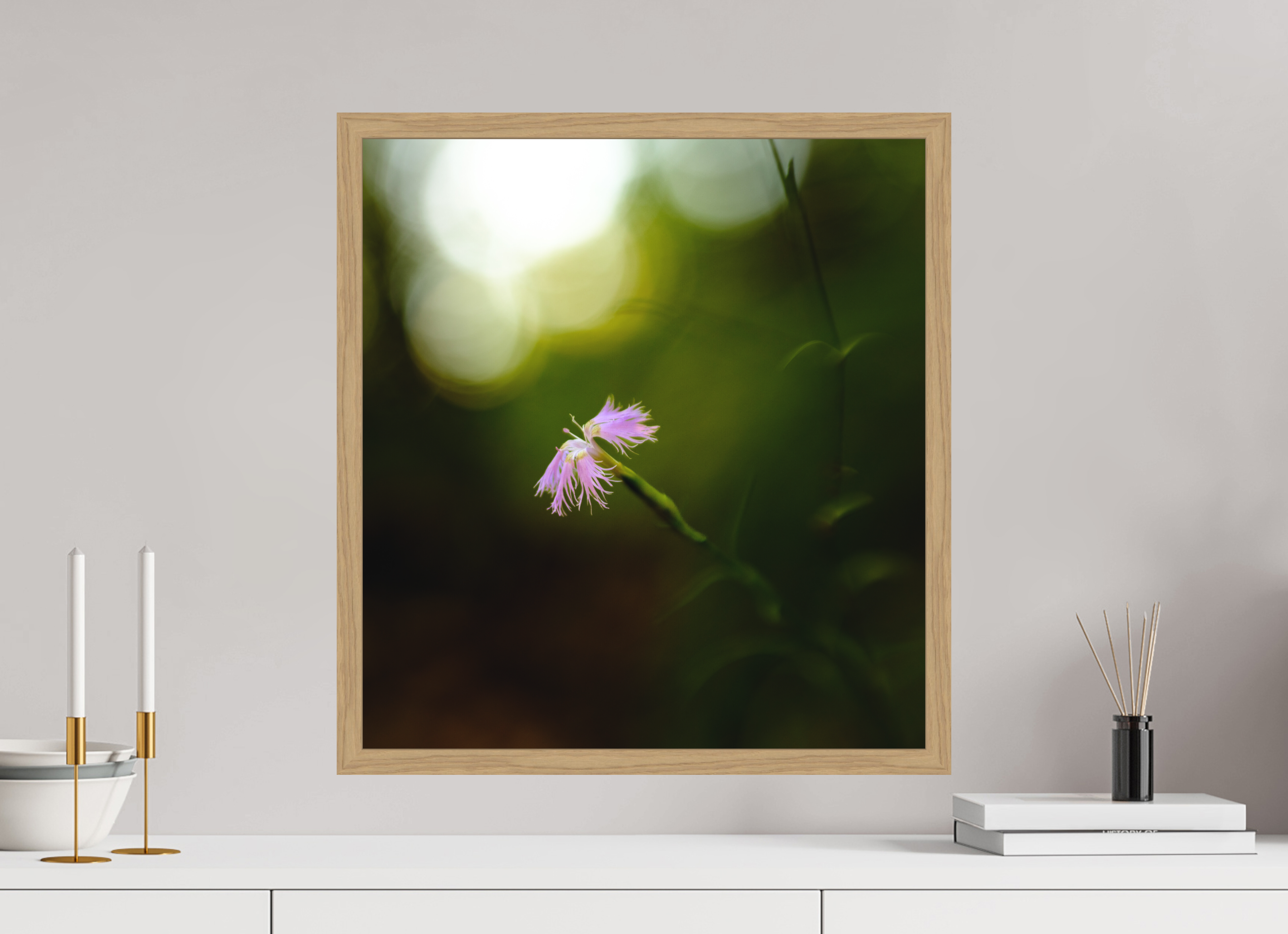 50 x 54,1 cm, Impression Fine Art encadrée en chêne naturel - mat fleur2