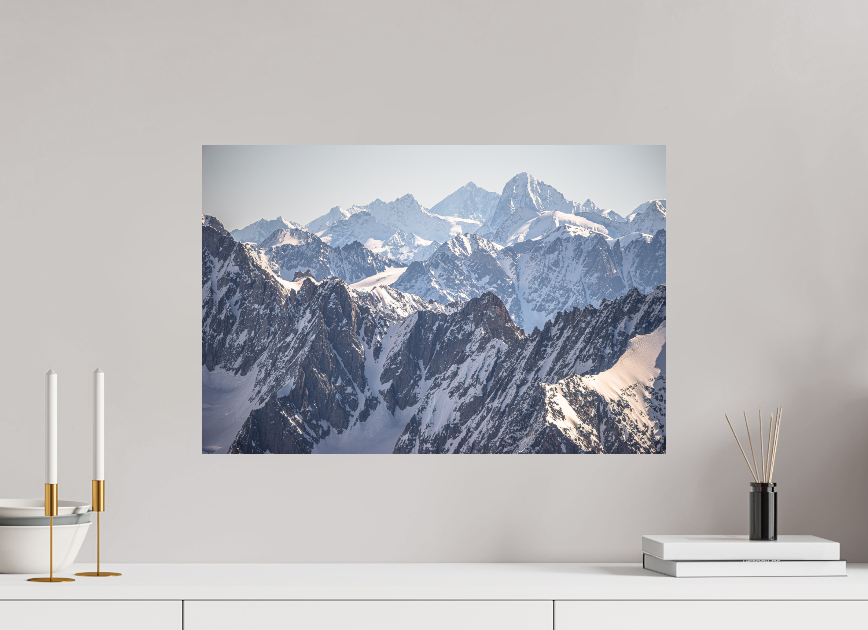 60 x 40 cm, Impression Fine Art sur support rigide - mat Dom des Mischabels et Dent Blanche