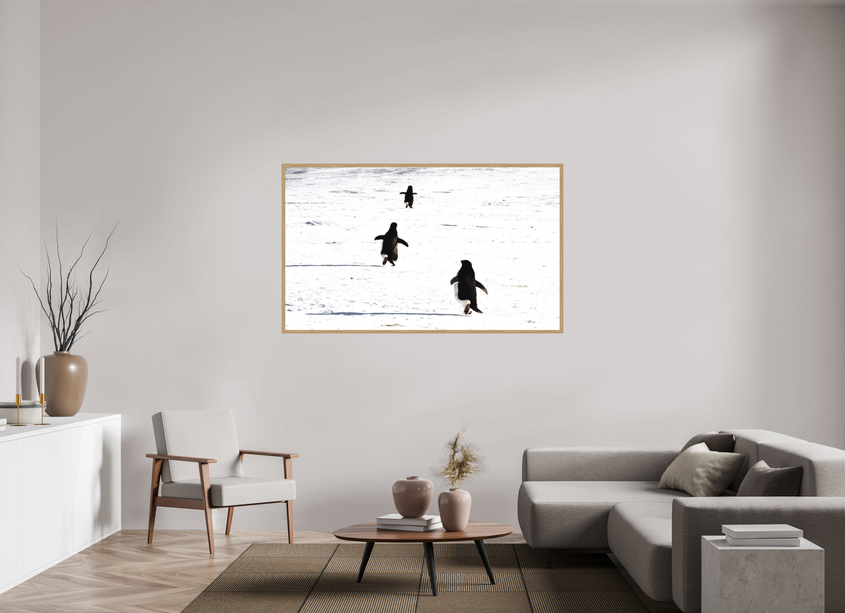 167,5 x 100 cm, Impression Fine Art encadrée en chêne naturel - mat La cour de récréation