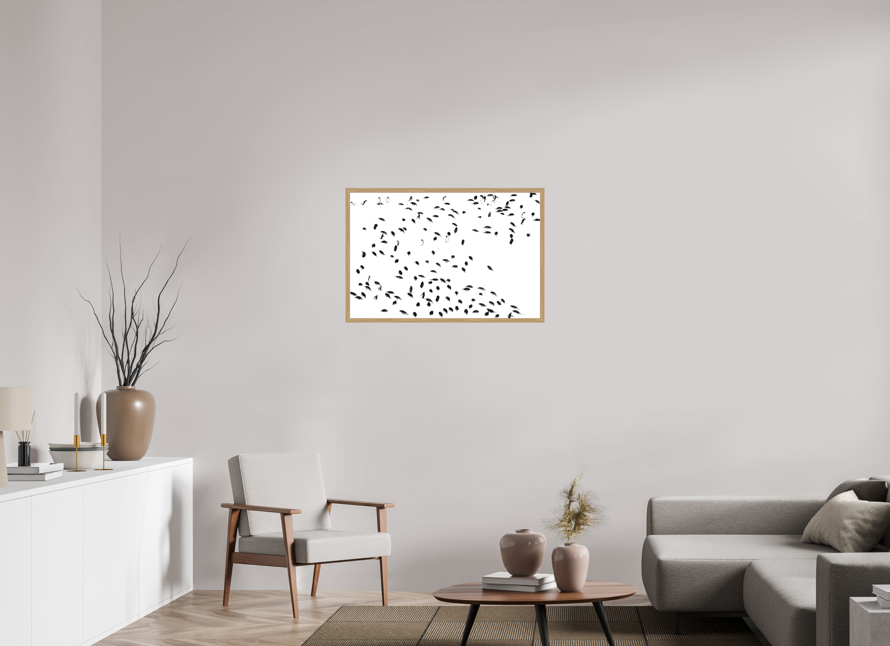 90 x 60 cm, Impression Fine Art encadrée en chêne naturel - mat La foule