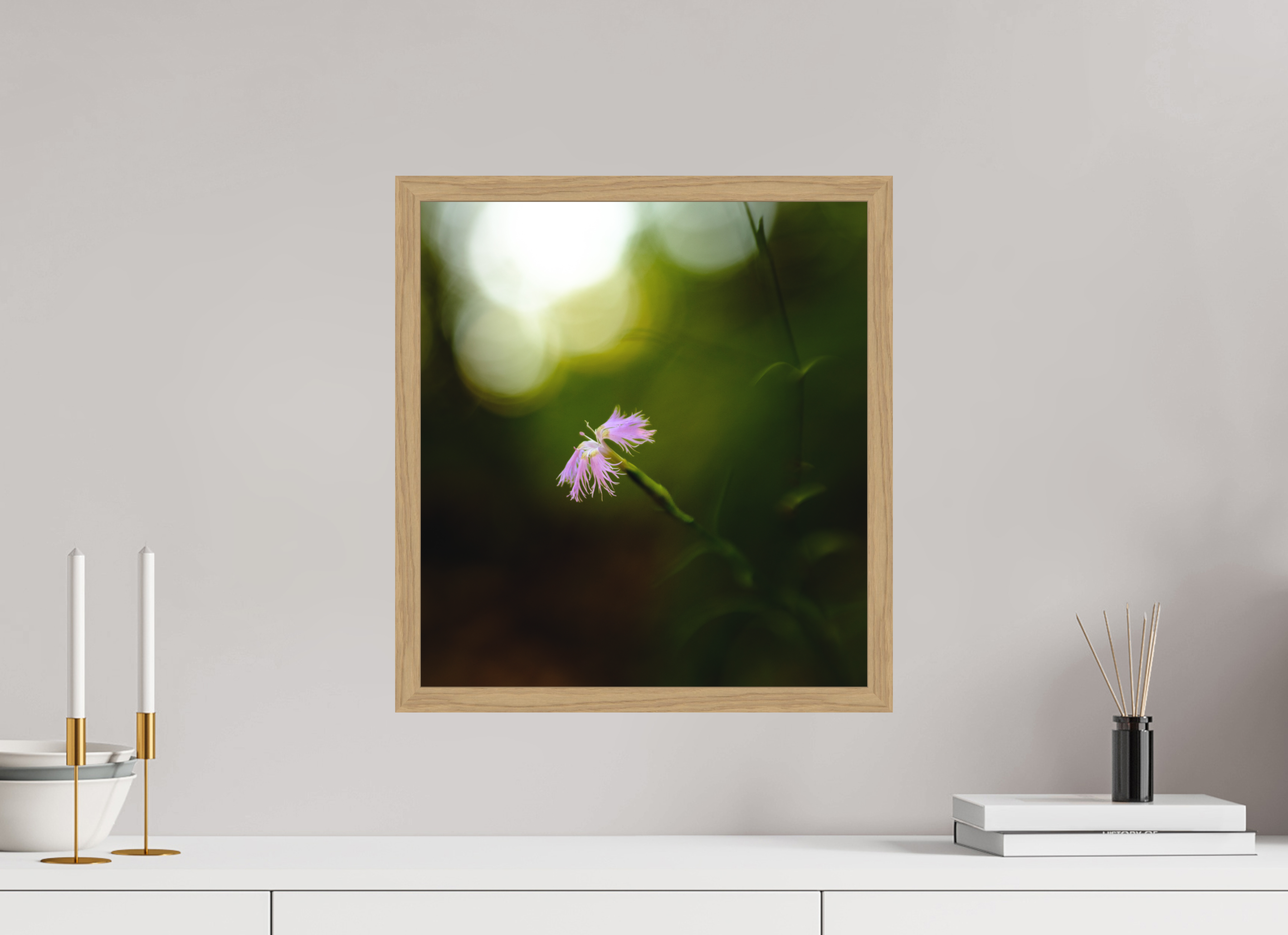 40 x 43,3 cm, Impression Fine Art encadrée en chêne naturel - mat fleur2