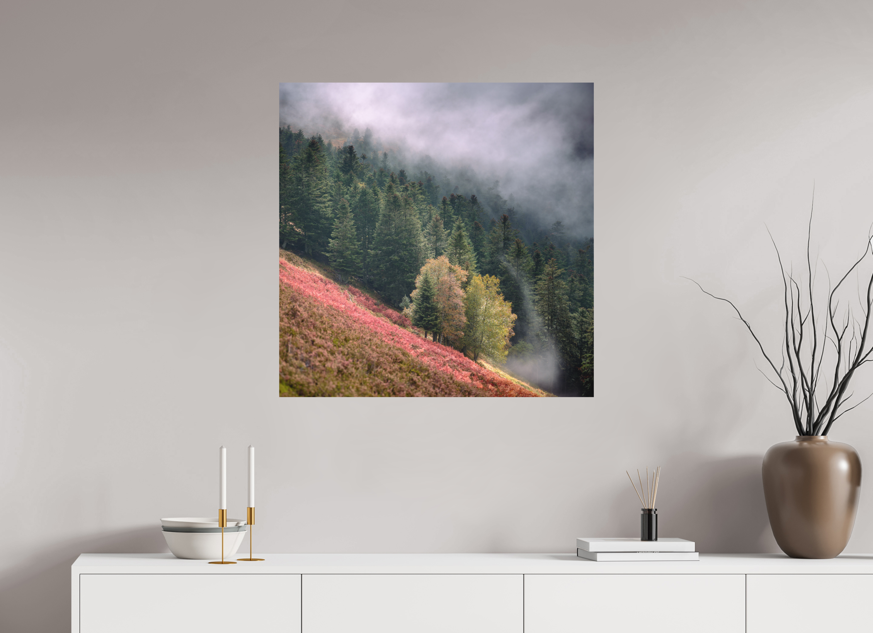 80 x 80 cm, Impression Fine Art - mat Brume du soir