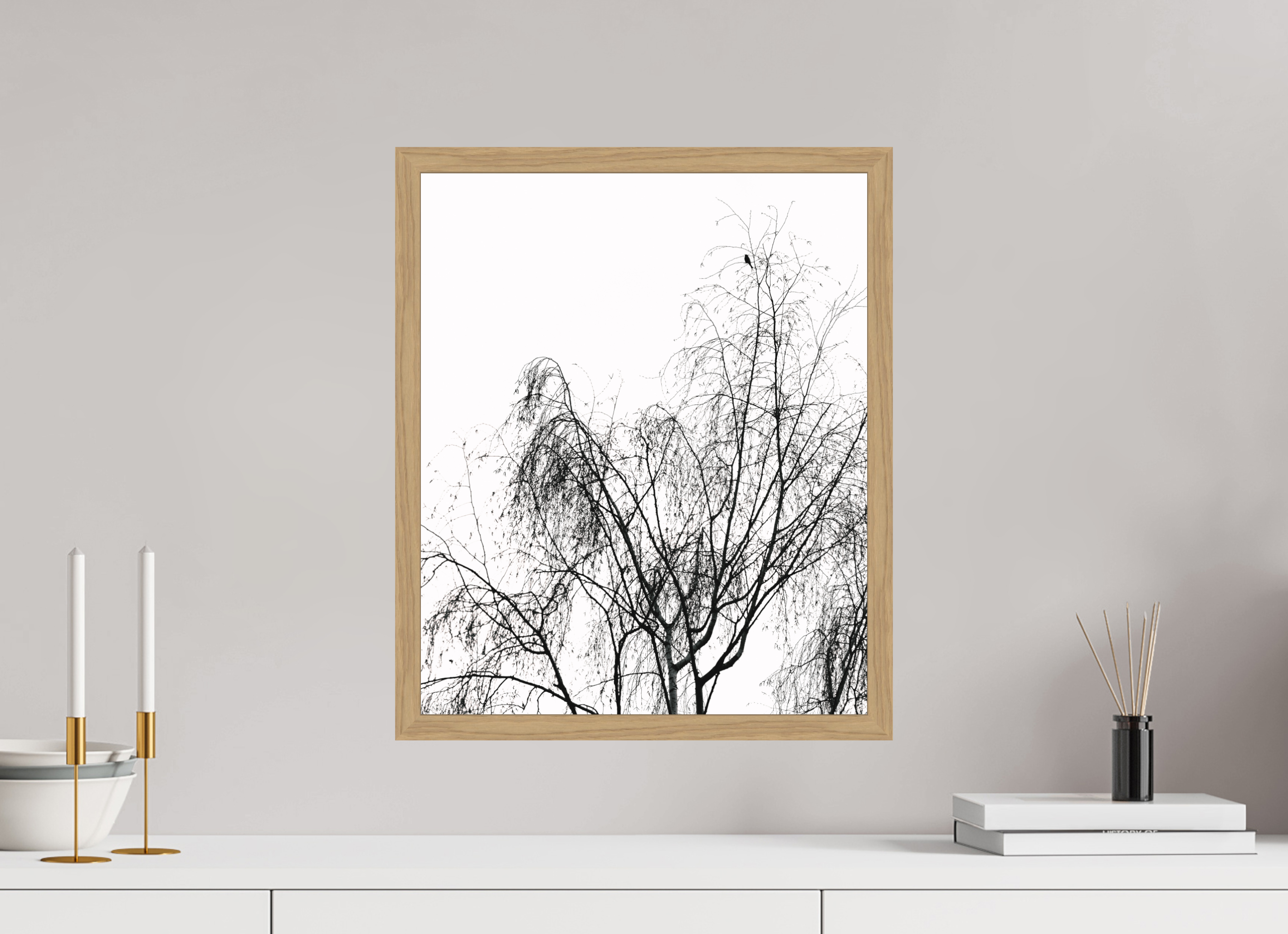 40 x 48,2 cm, Impression Fine Art encadrée en chêne naturel - mat Perché
