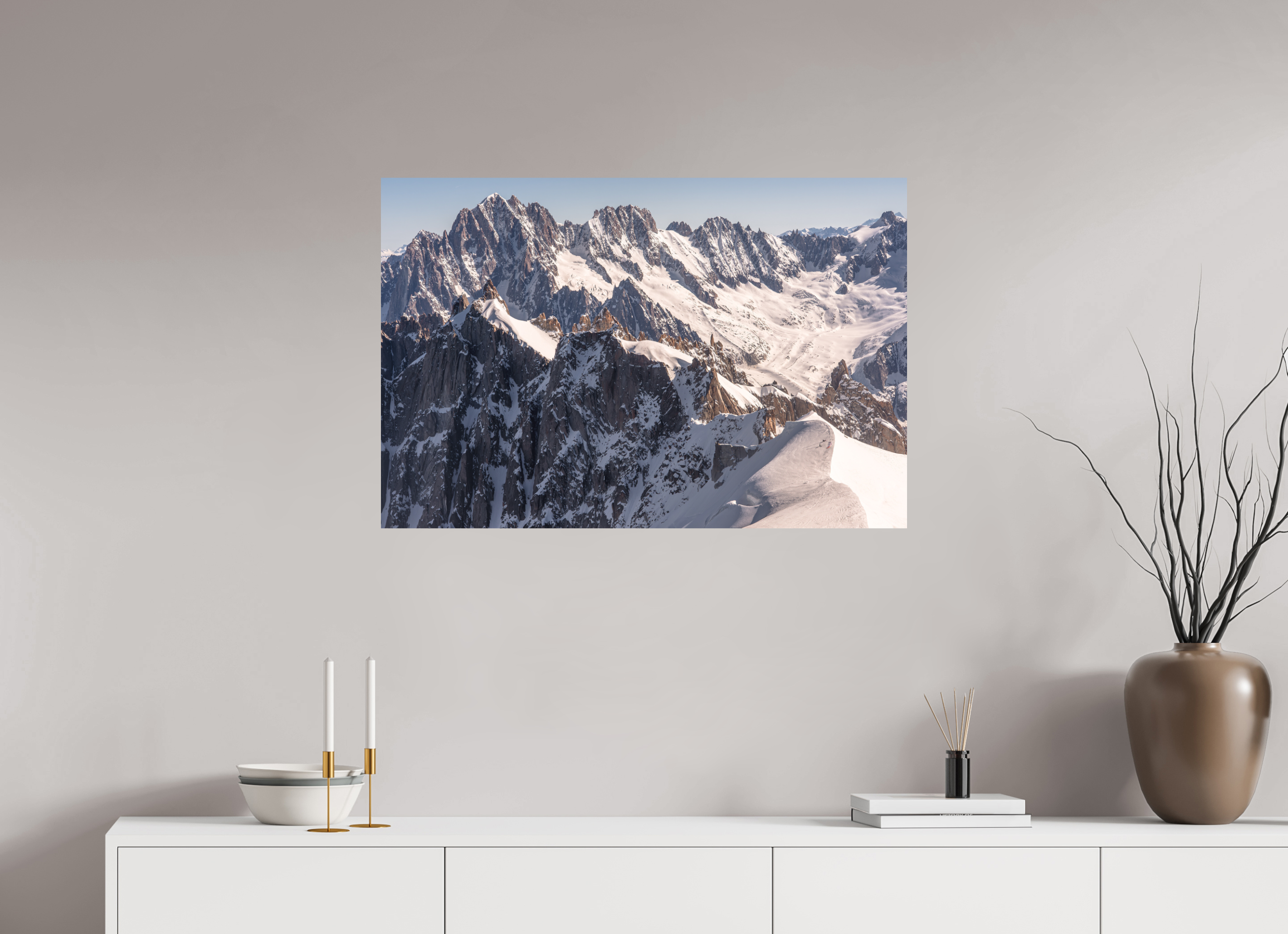 90 x 60 cm, Impression Fine Art sur support rigide - mat Aiguille Verte, les Droites et les Courtes