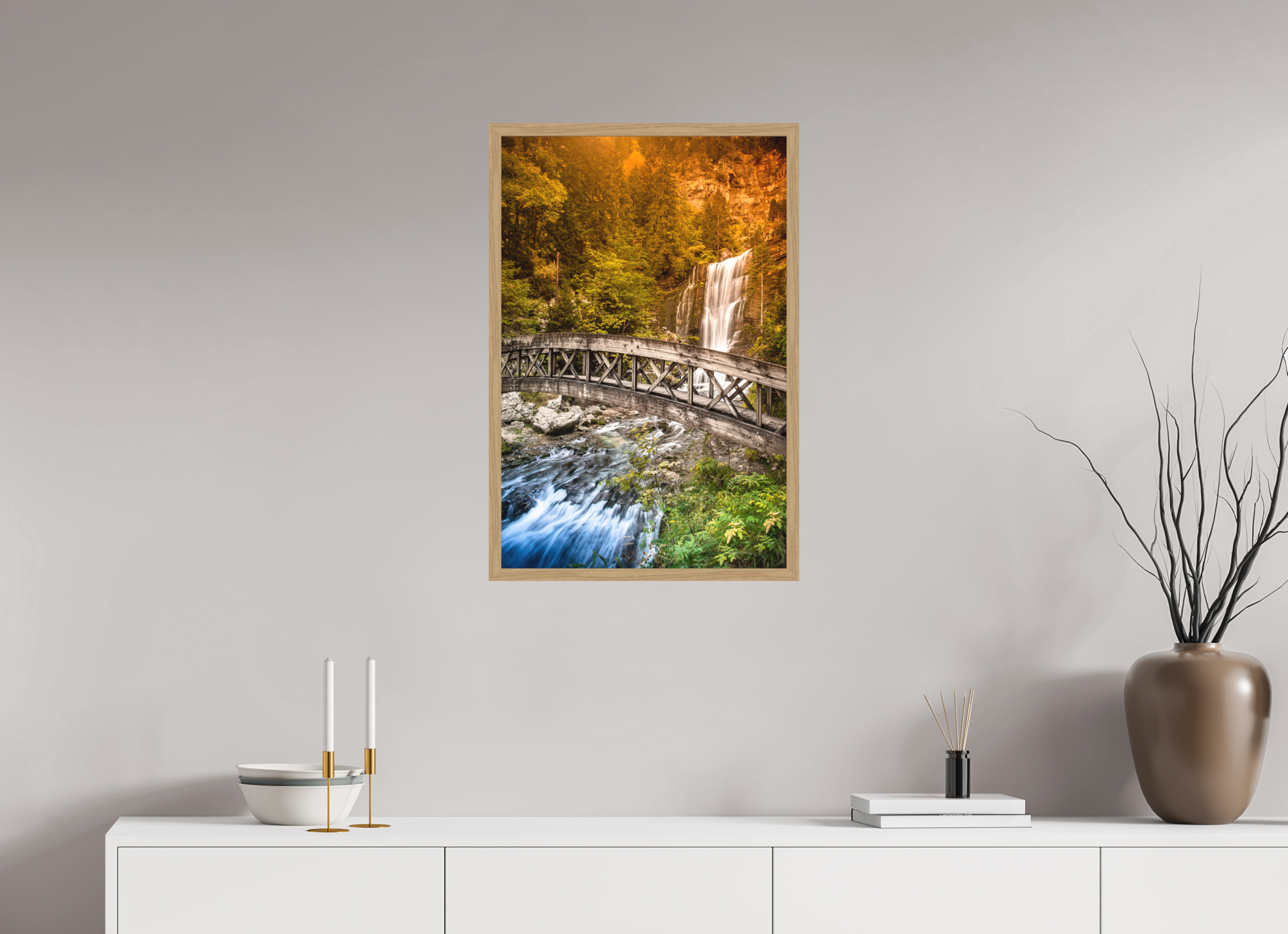 50 x 75 cm, Impression Fine Art encadrée en chêne naturel - mat L'automne en Chartreuse