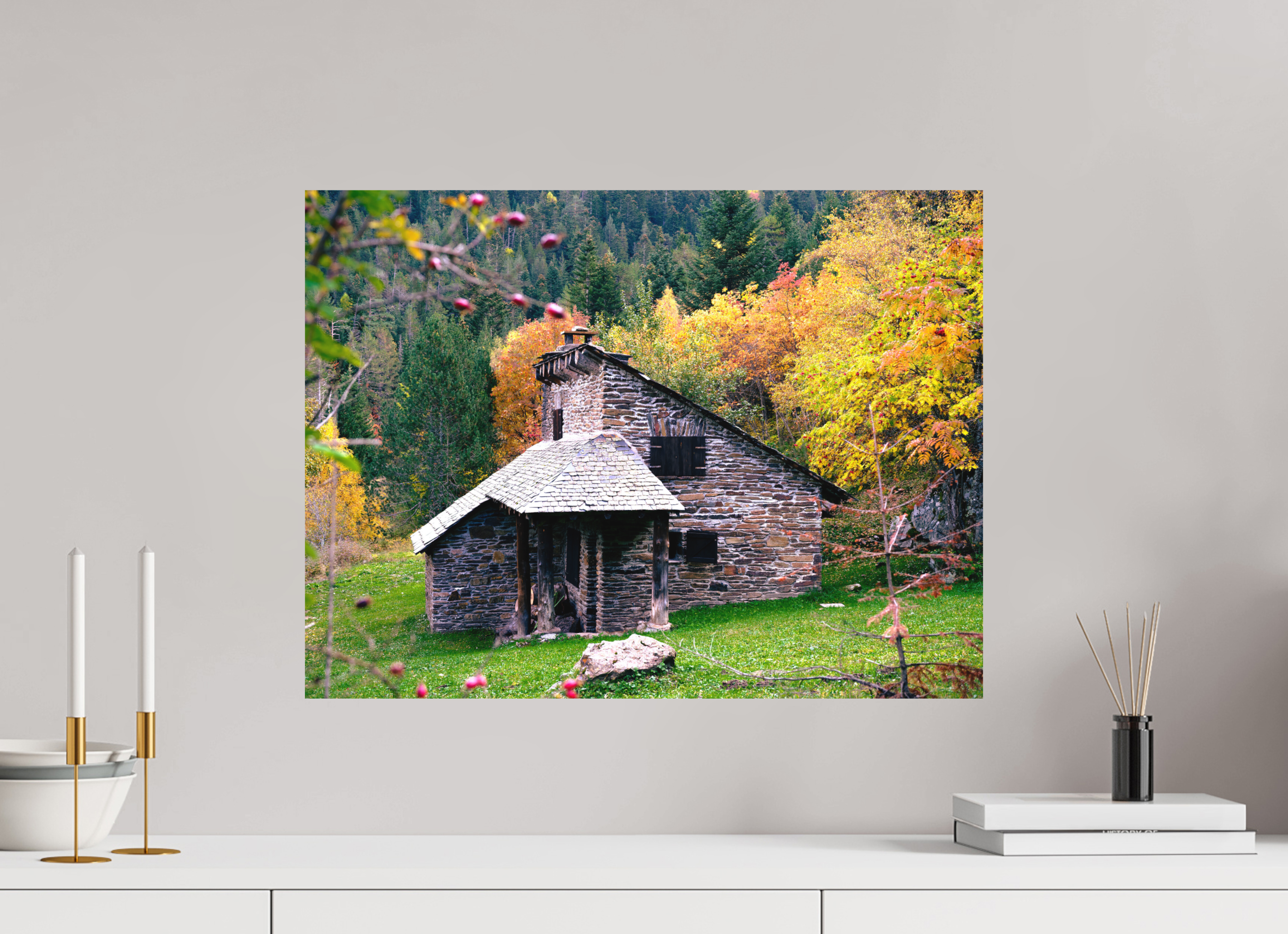 60 x 45 cm, Impression Fine Art - mat Une petite maison dans la prairie