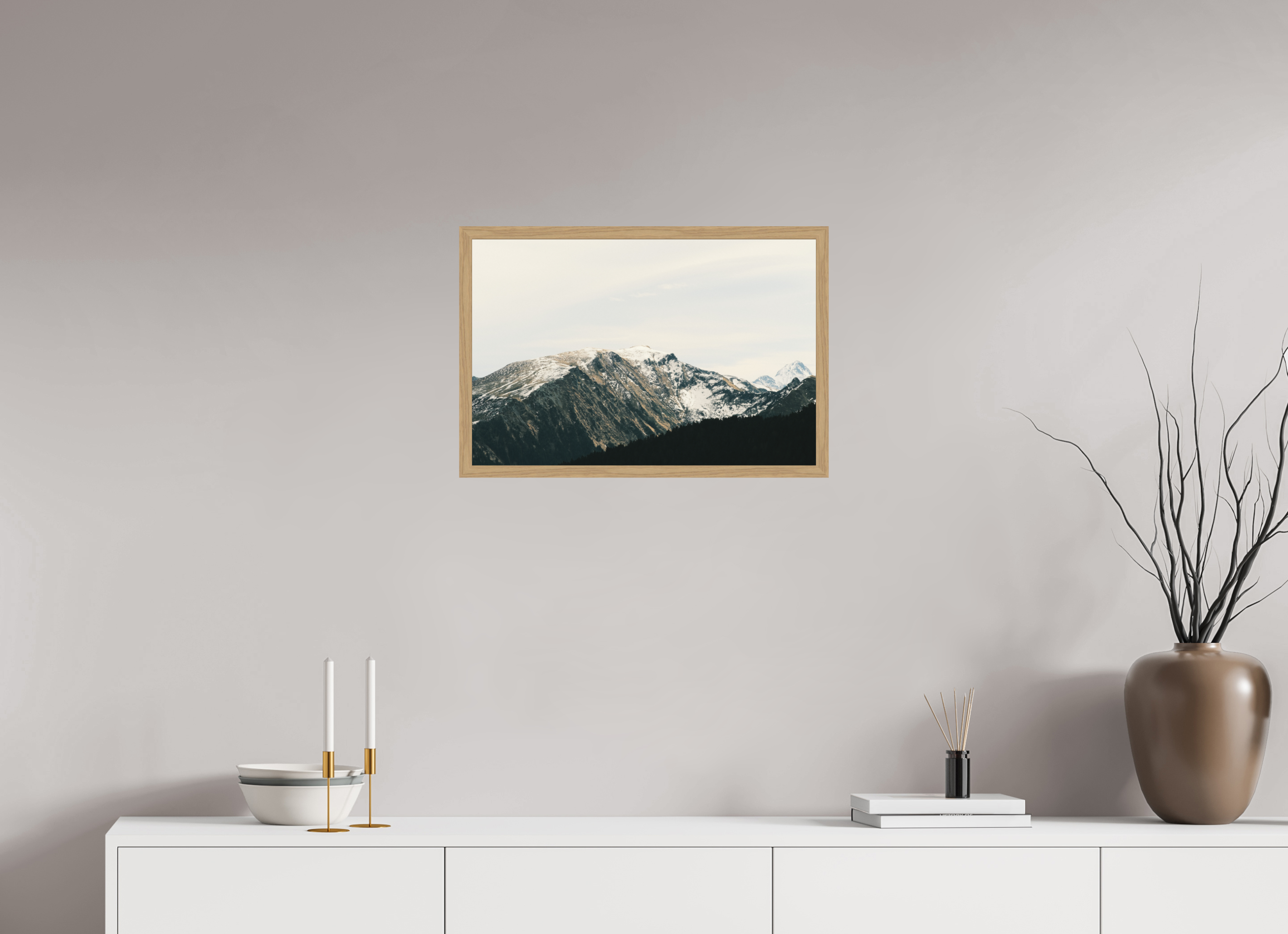 60 x 40 cm, Impression Fine Art encadrée en chêne naturel - mat Une douce journée d'hiver