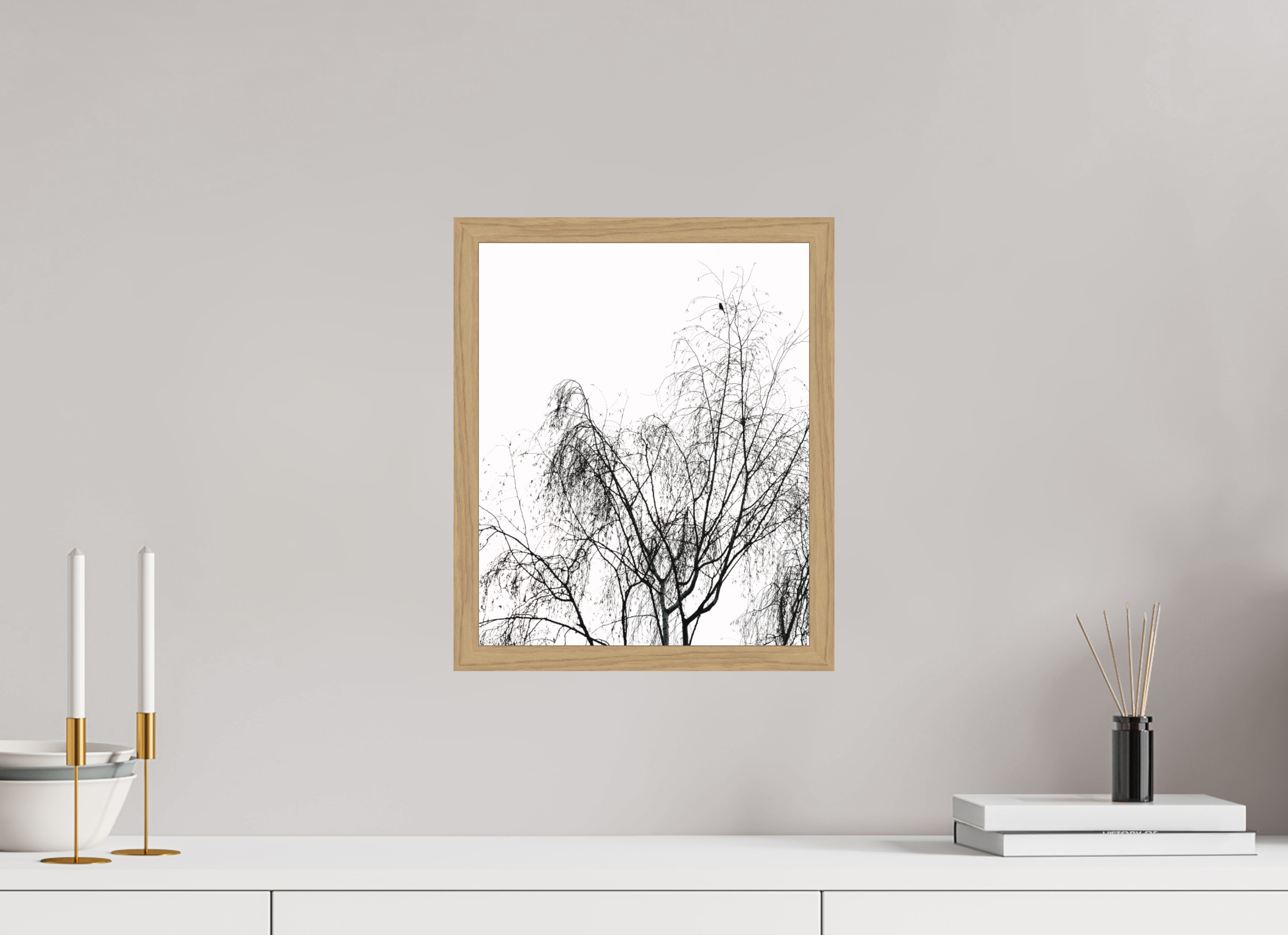 30 x 36,2 cm, Impression Fine Art encadrée en chêne naturel - mat Perché