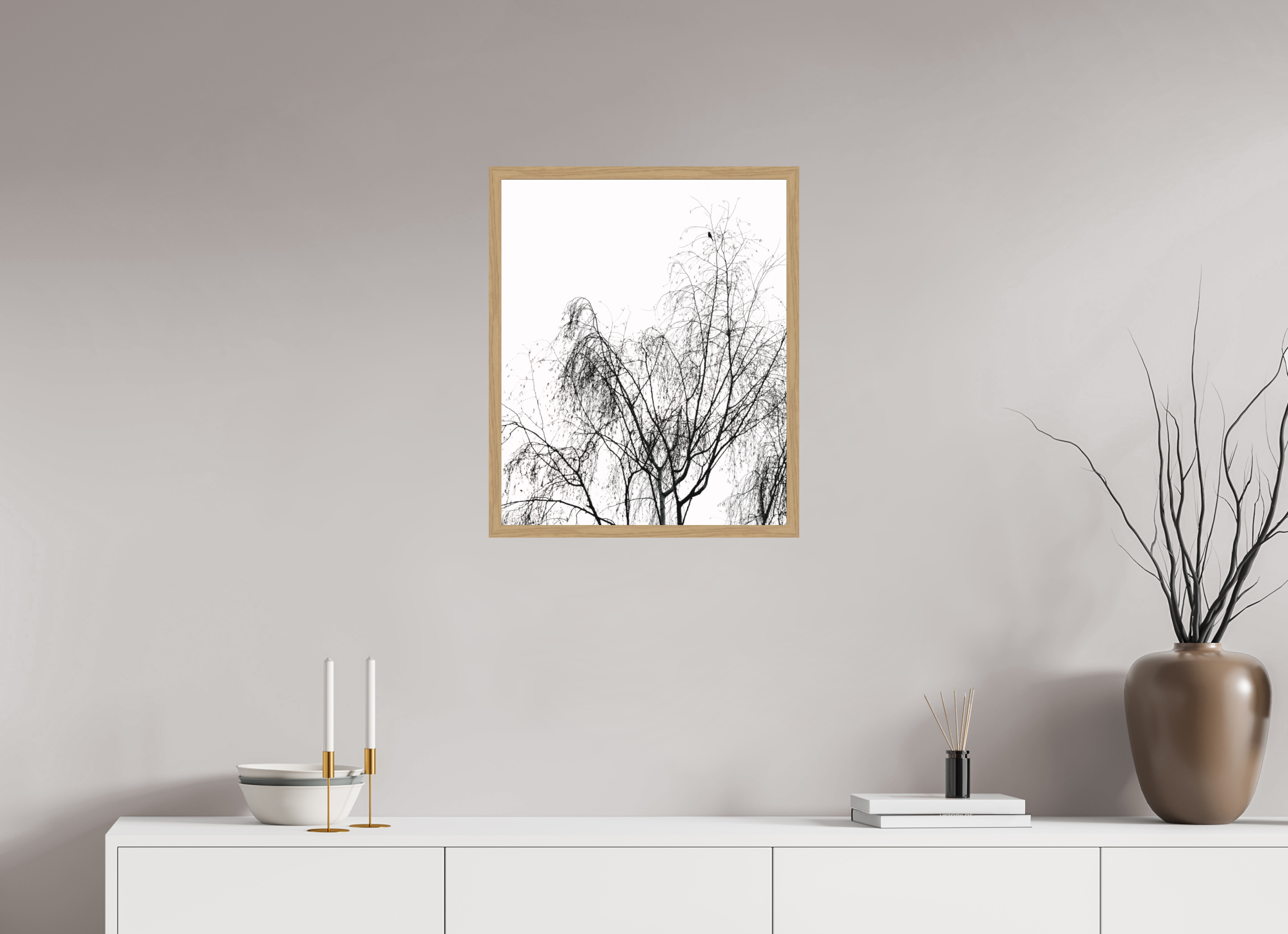 50 x 60,3 cm, Impression Fine Art encadrée en chêne naturel - mat Perché