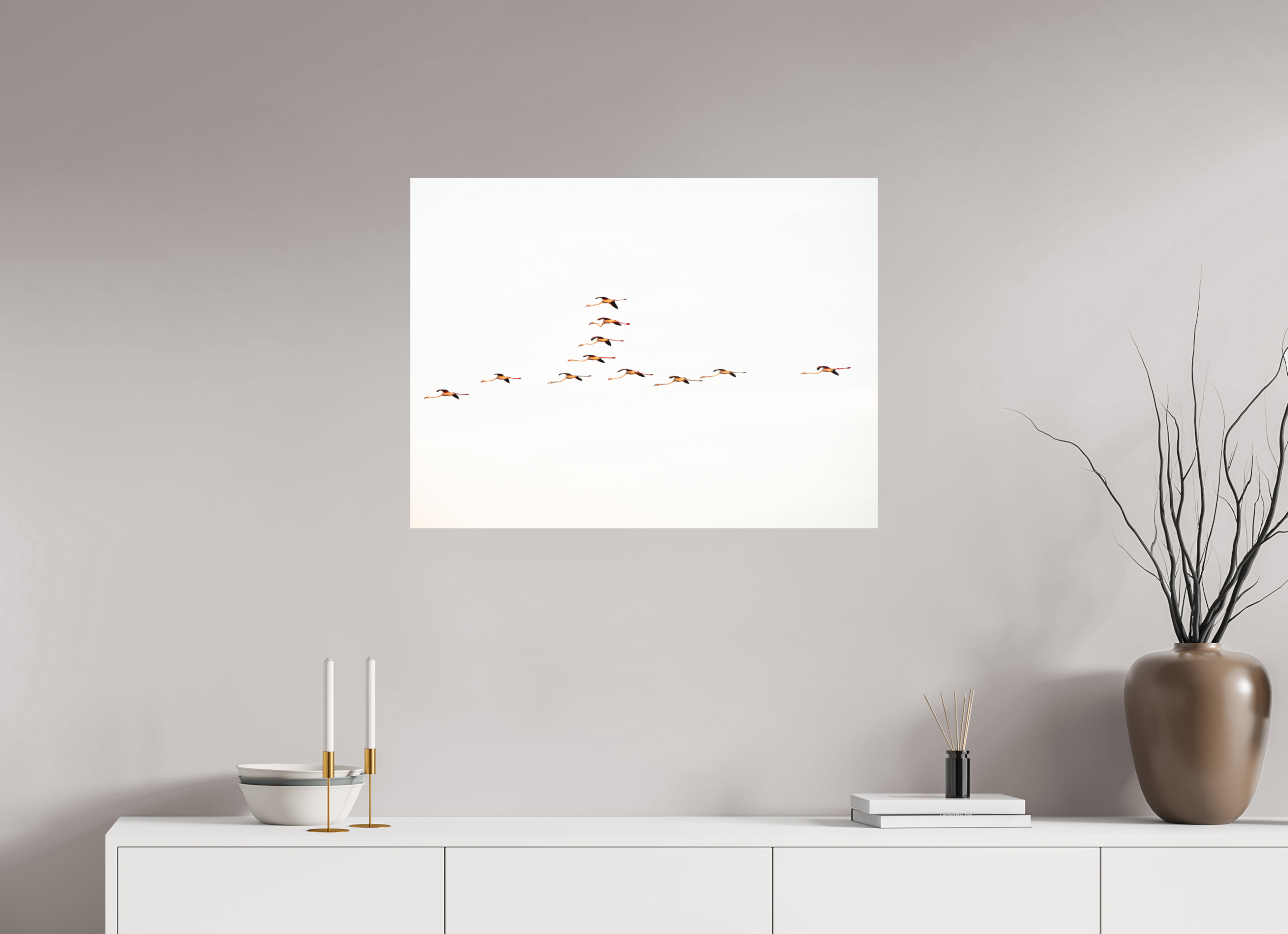 80 x 60 cm, Impression Fine Art sur support rigide - mat Flamands roses
