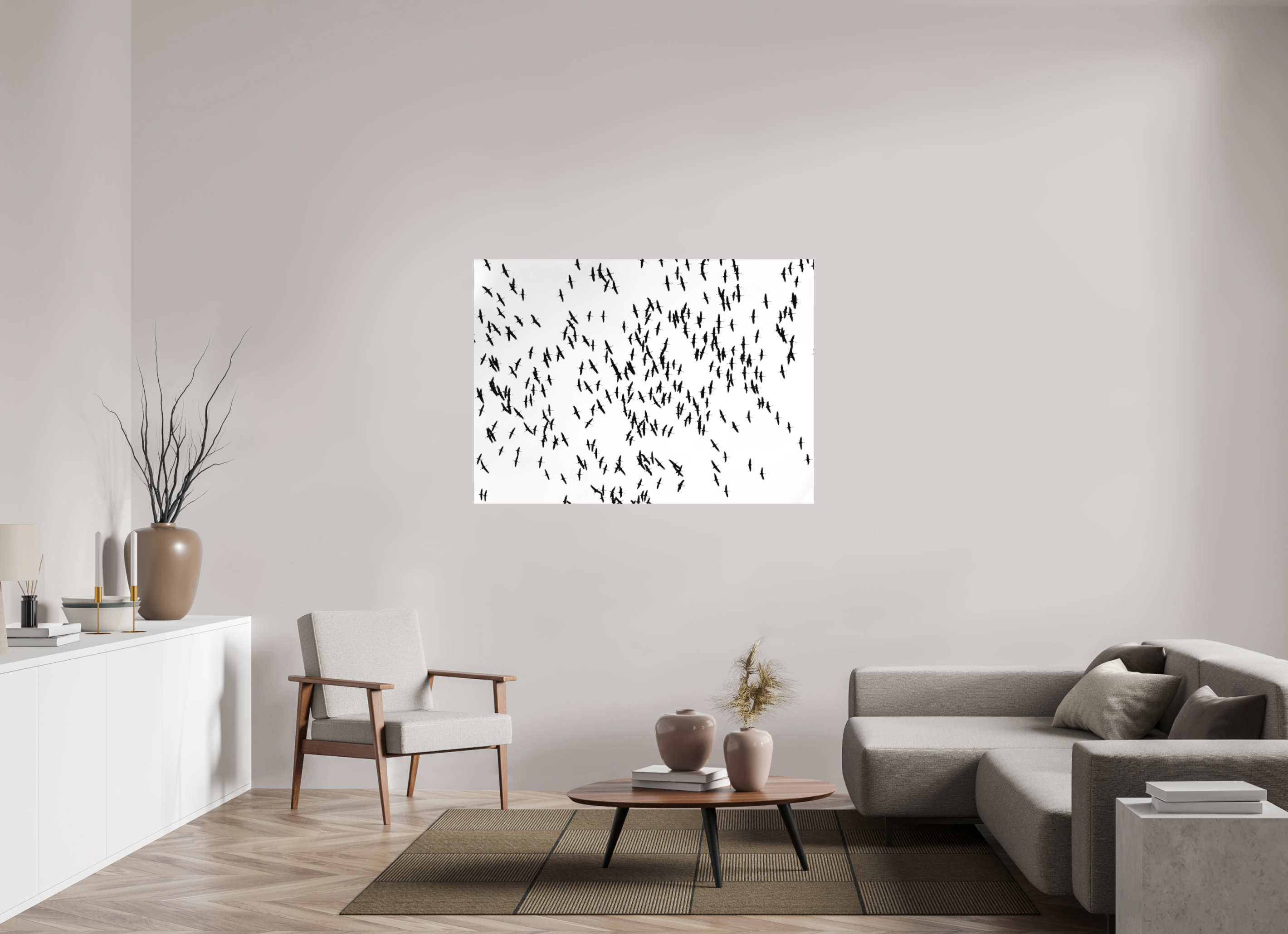 139,2 x 100 cm, Tirage photo - satiné Grues III