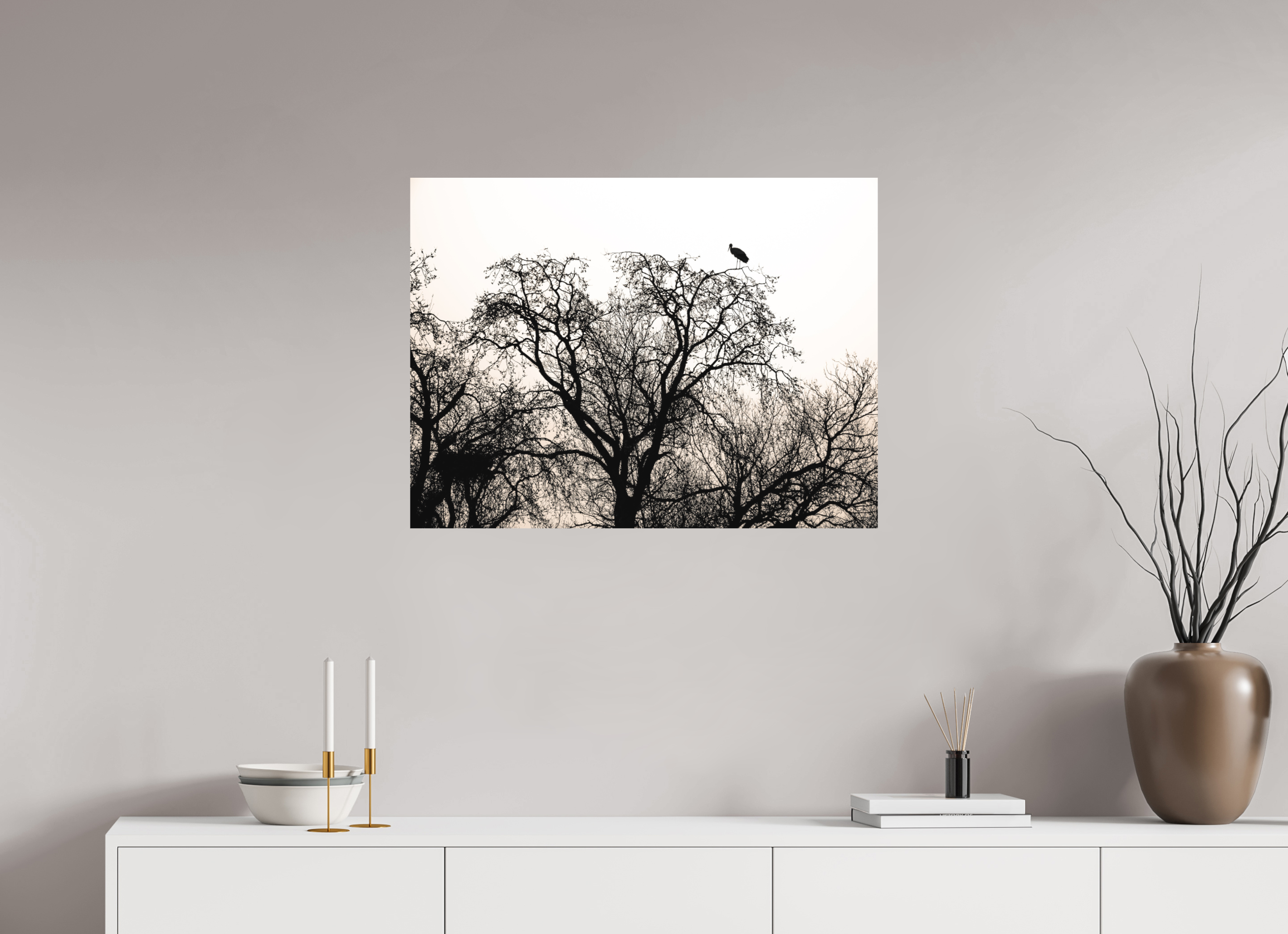 80 x 60 cm, Impression Fine Art sur support rigide - mat grues VI